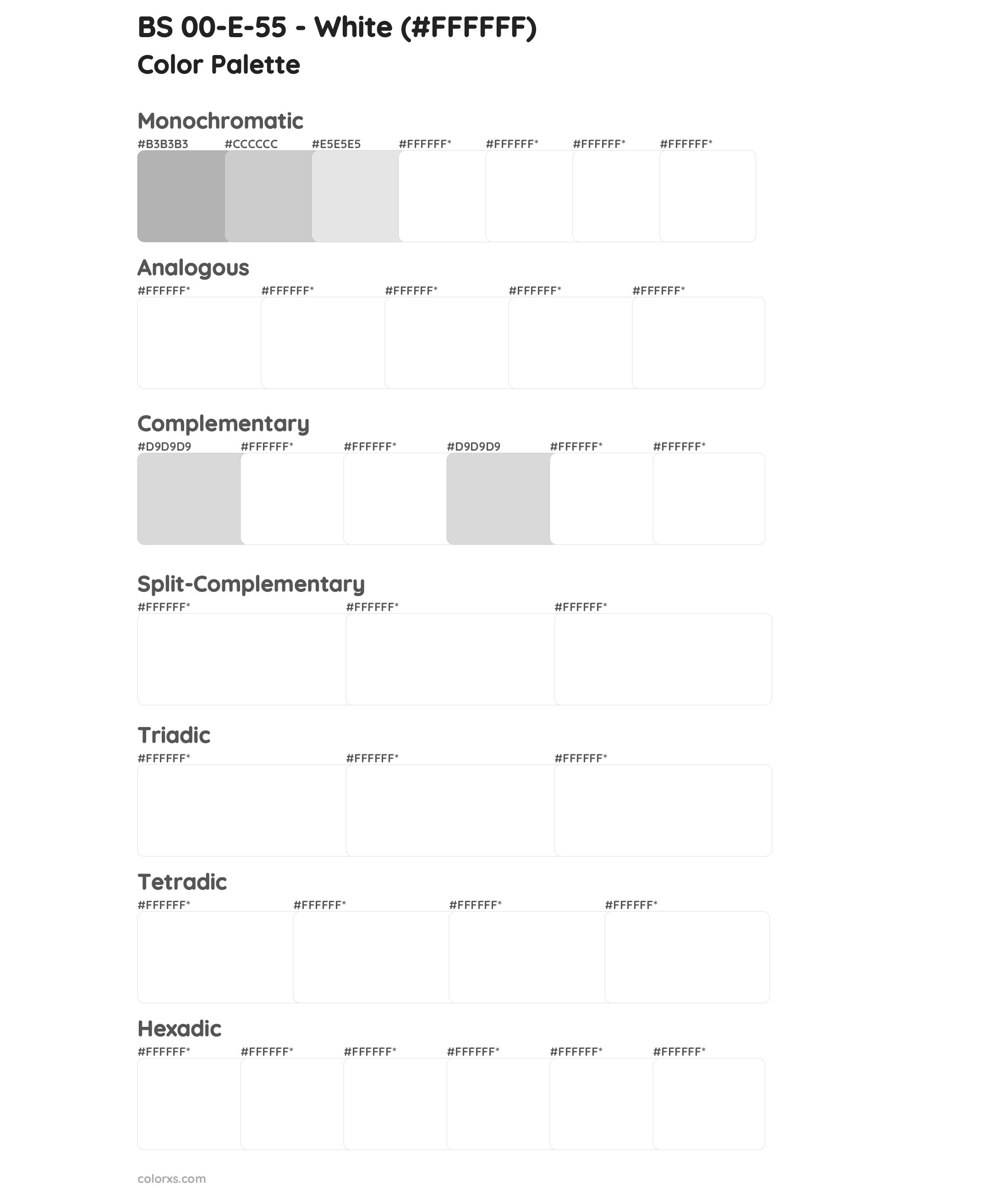 BS 00-E-55 - White Color Scheme Palettes