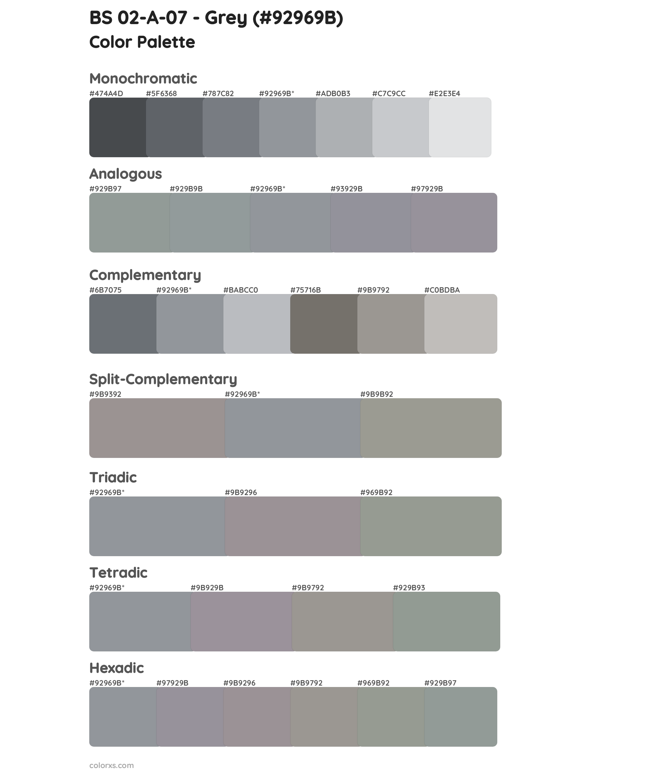 BS 02-A-07 - Grey Color Scheme Palettes