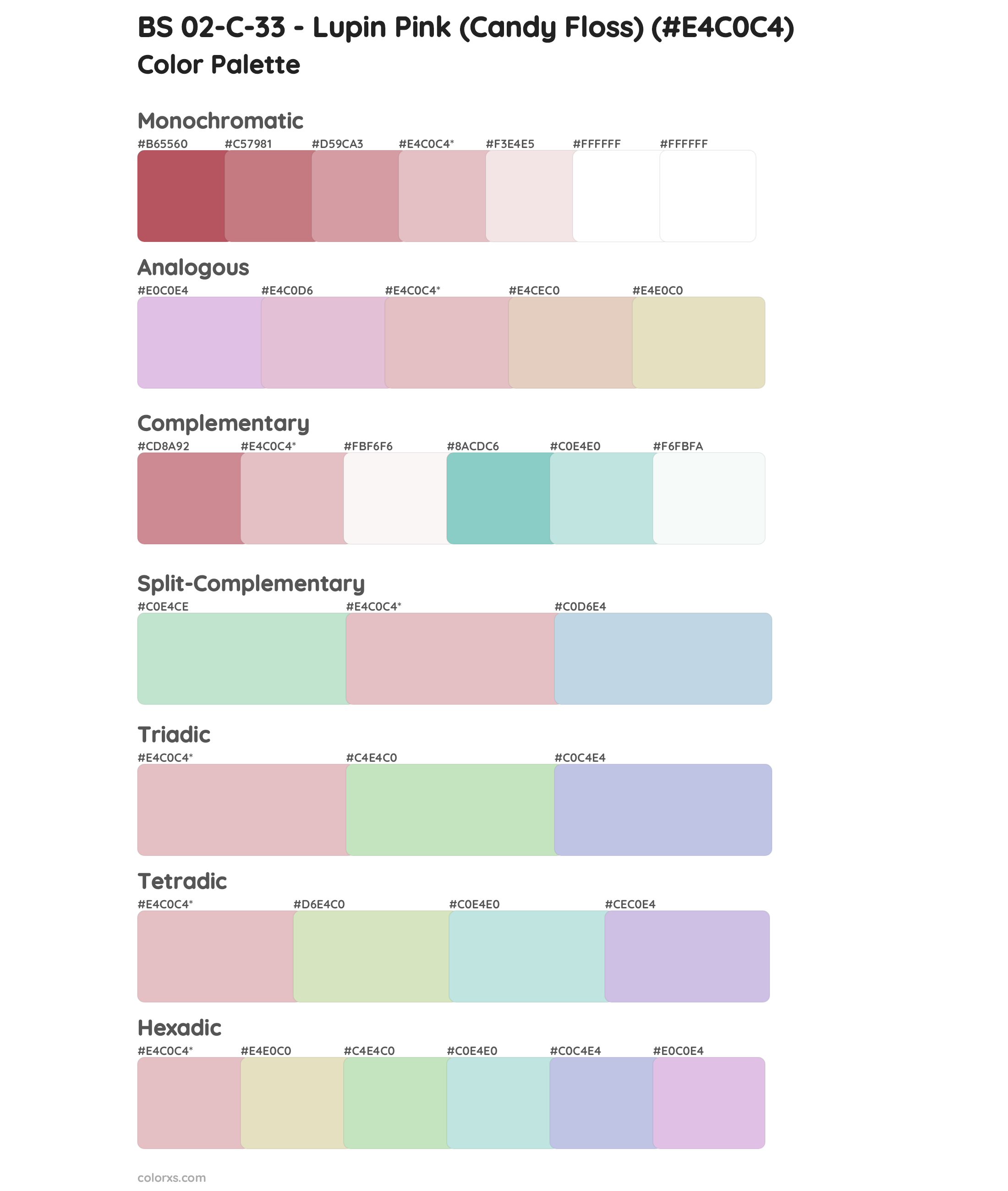 BS 02-C-33 - Lupin Pink (Candy Floss) Color Scheme Palettes