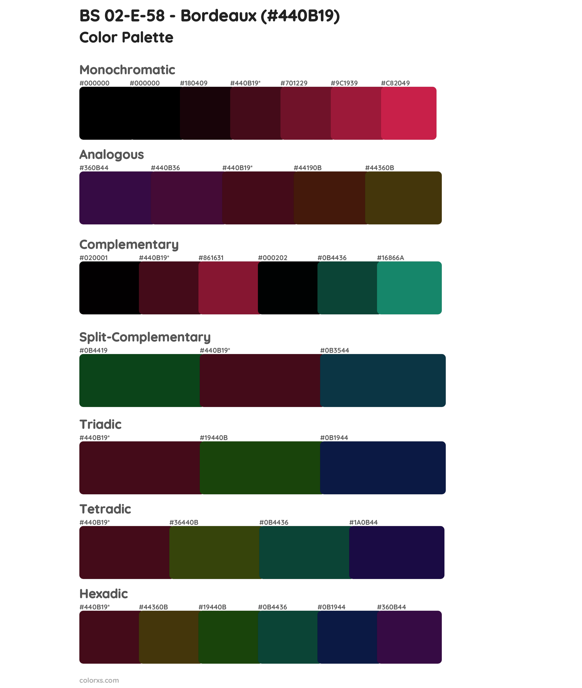 BS 02-E-58 - Bordeaux Color Scheme Palettes