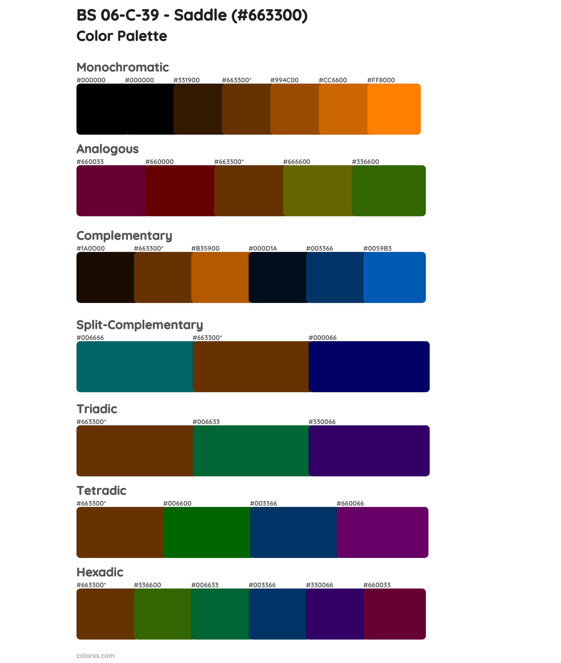 BS 06-C-39 - Saddle Color Scheme Palettes