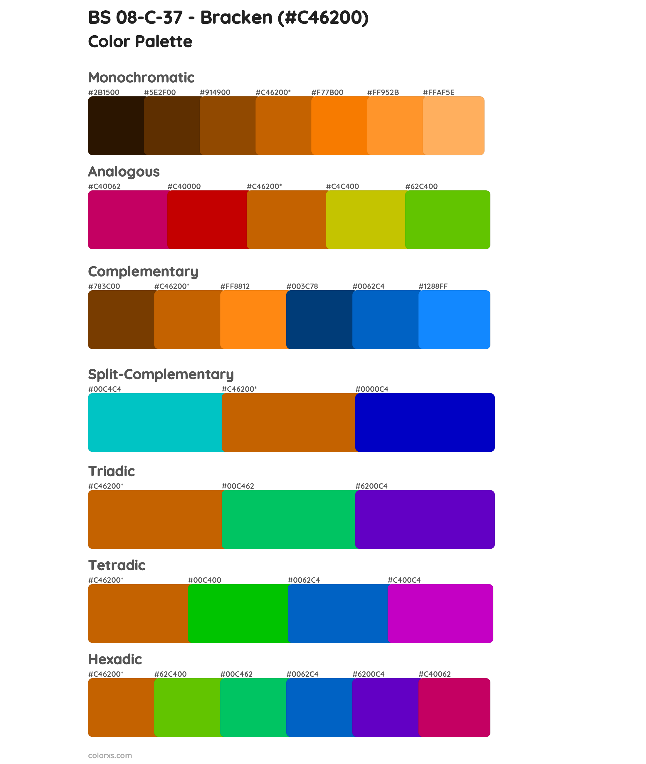 BS 08-C-37 - Bracken Color Scheme Palettes