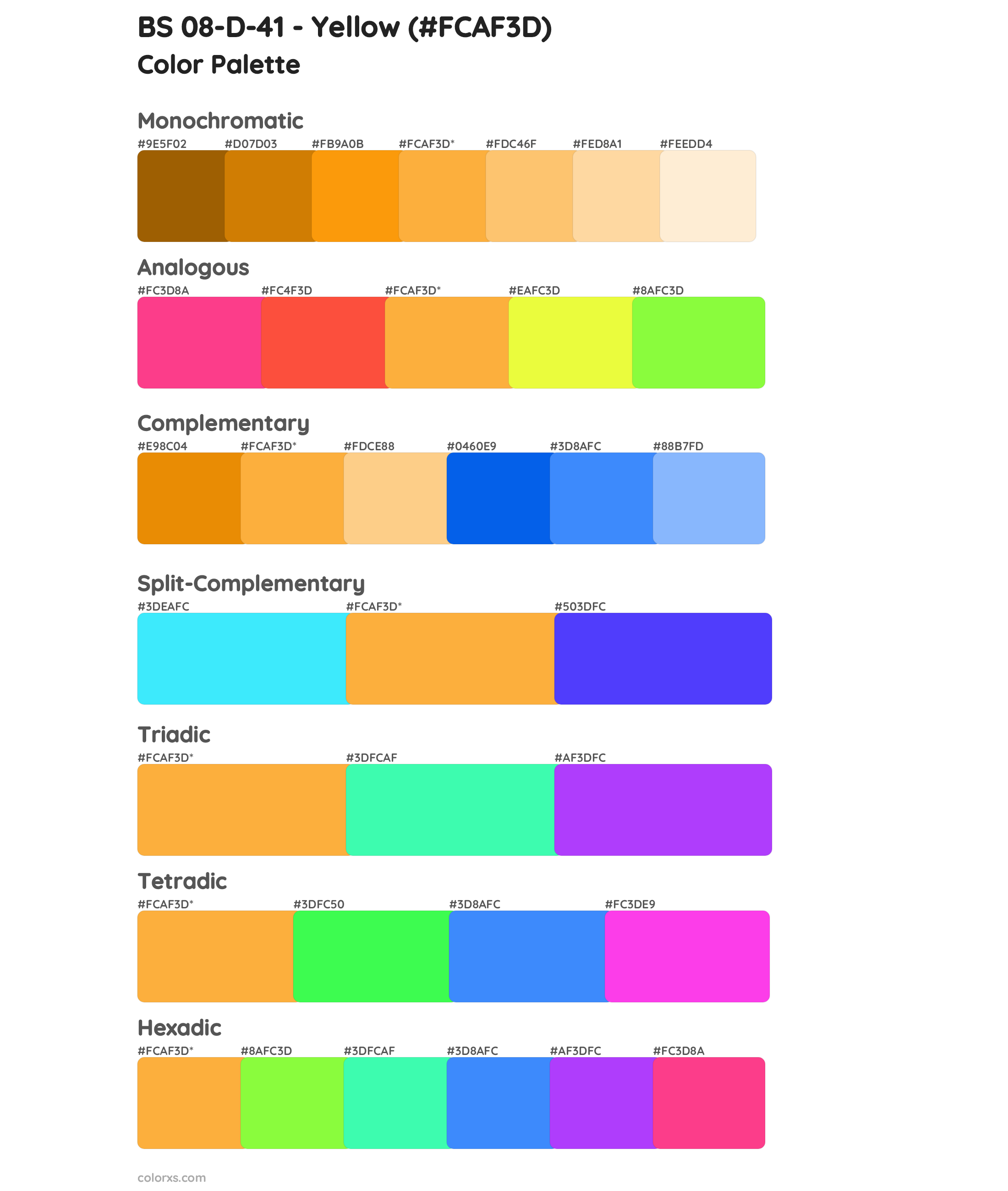 BS 08-D-41 - Yellow Color Scheme Palettes