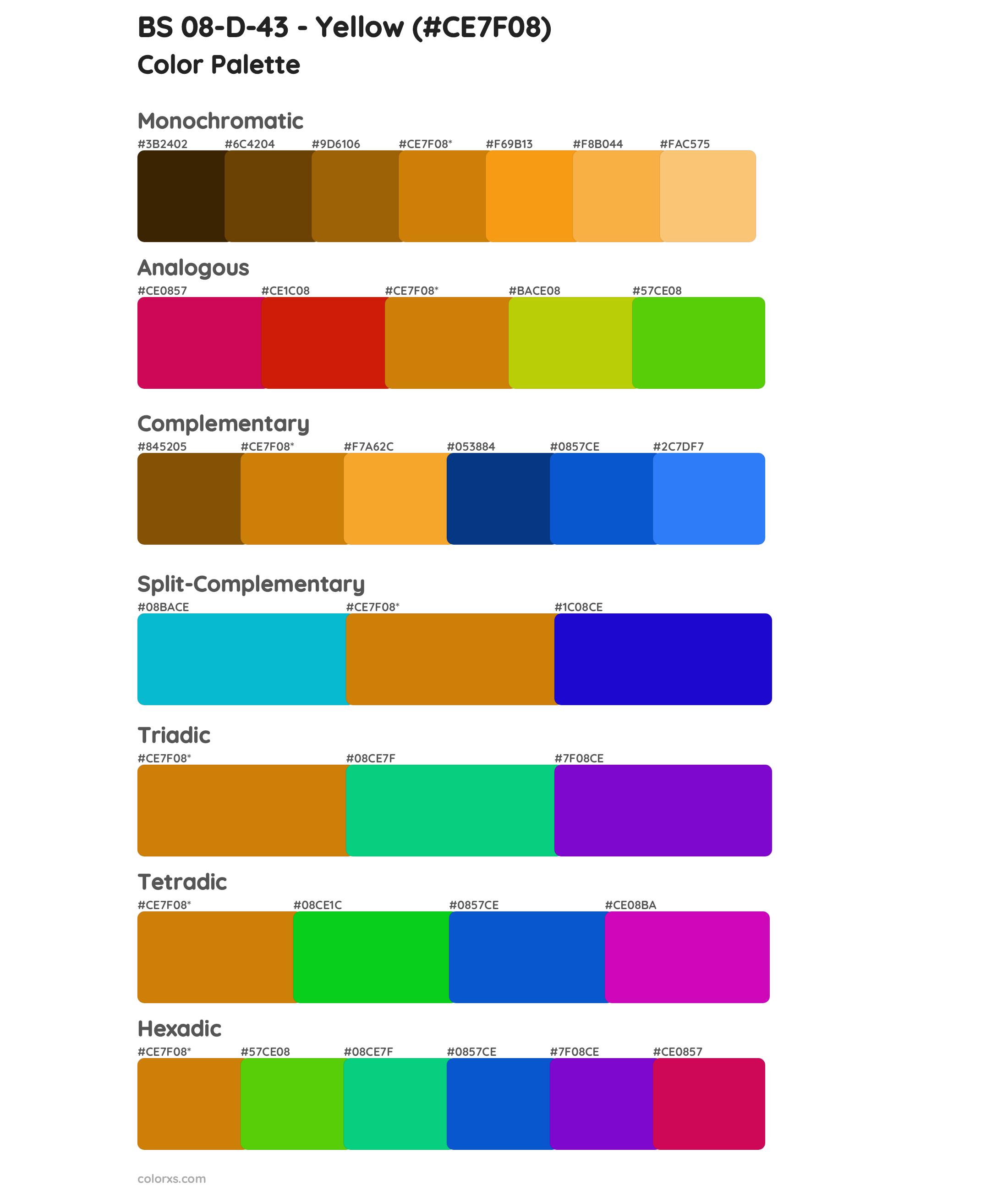 BS 08-D-43 - Yellow Color Scheme Palettes