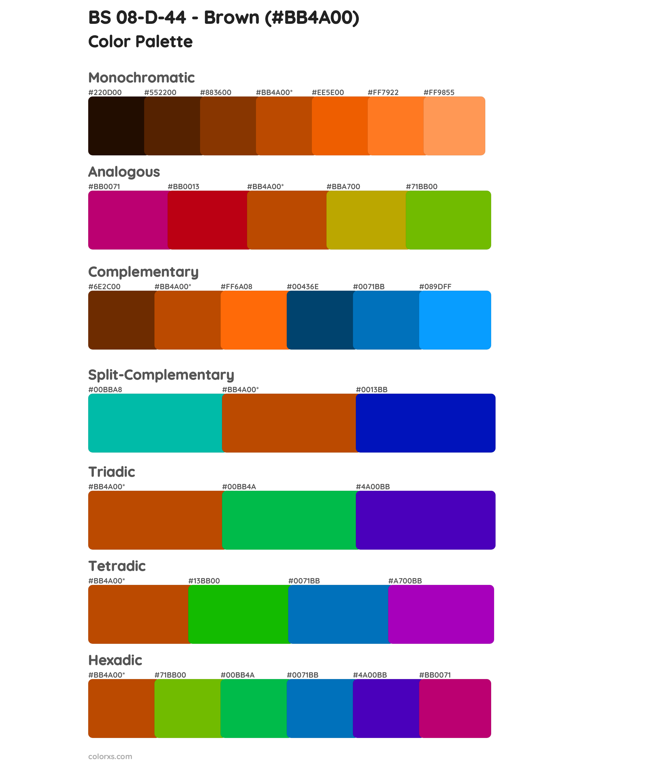 BS 08-D-44 - Brown Color Scheme Palettes