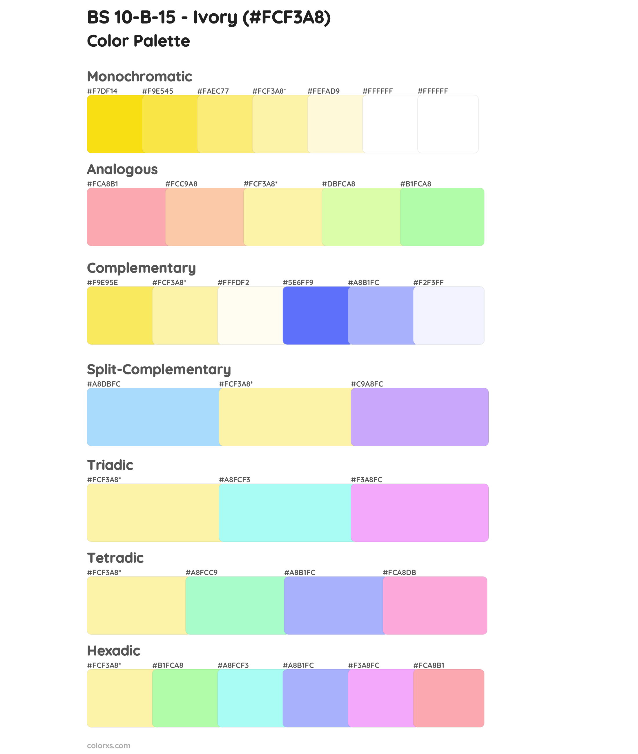 BS 10-B-15 - Ivory Color Scheme Palettes