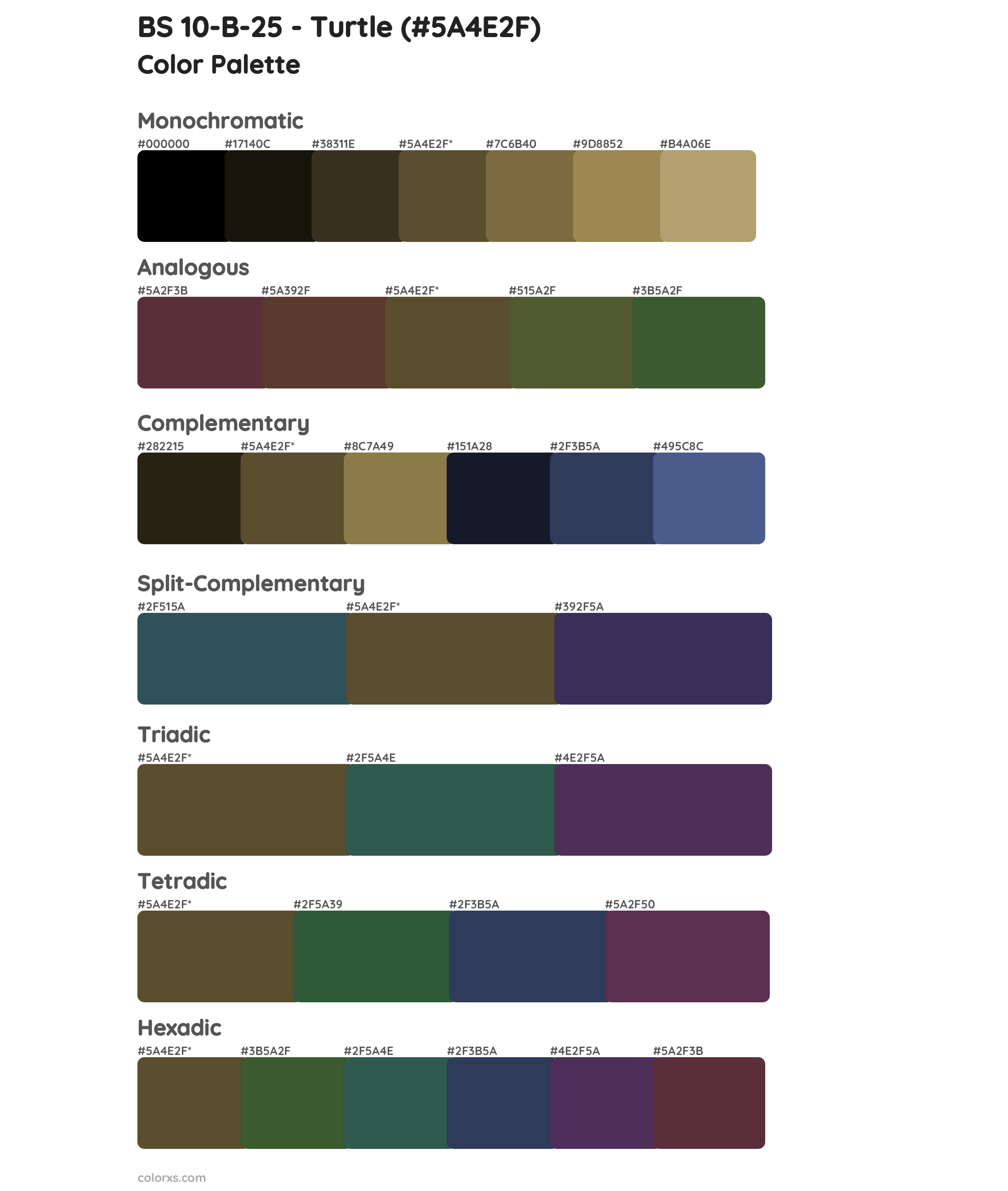 BS 10-B-25 - Turtle Color Scheme Palettes