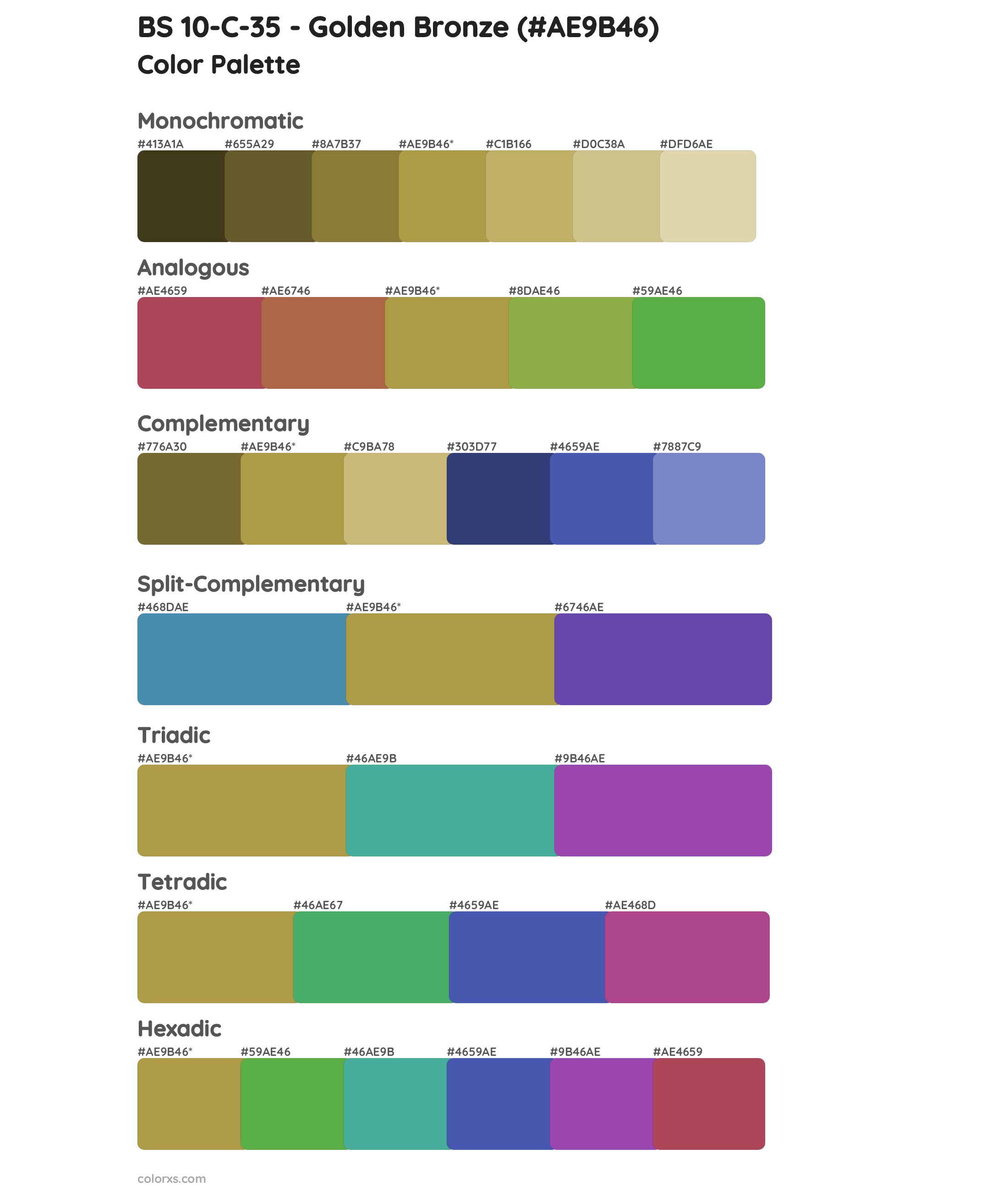 BS 10-C-35 - Golden Bronze Color Scheme Palettes