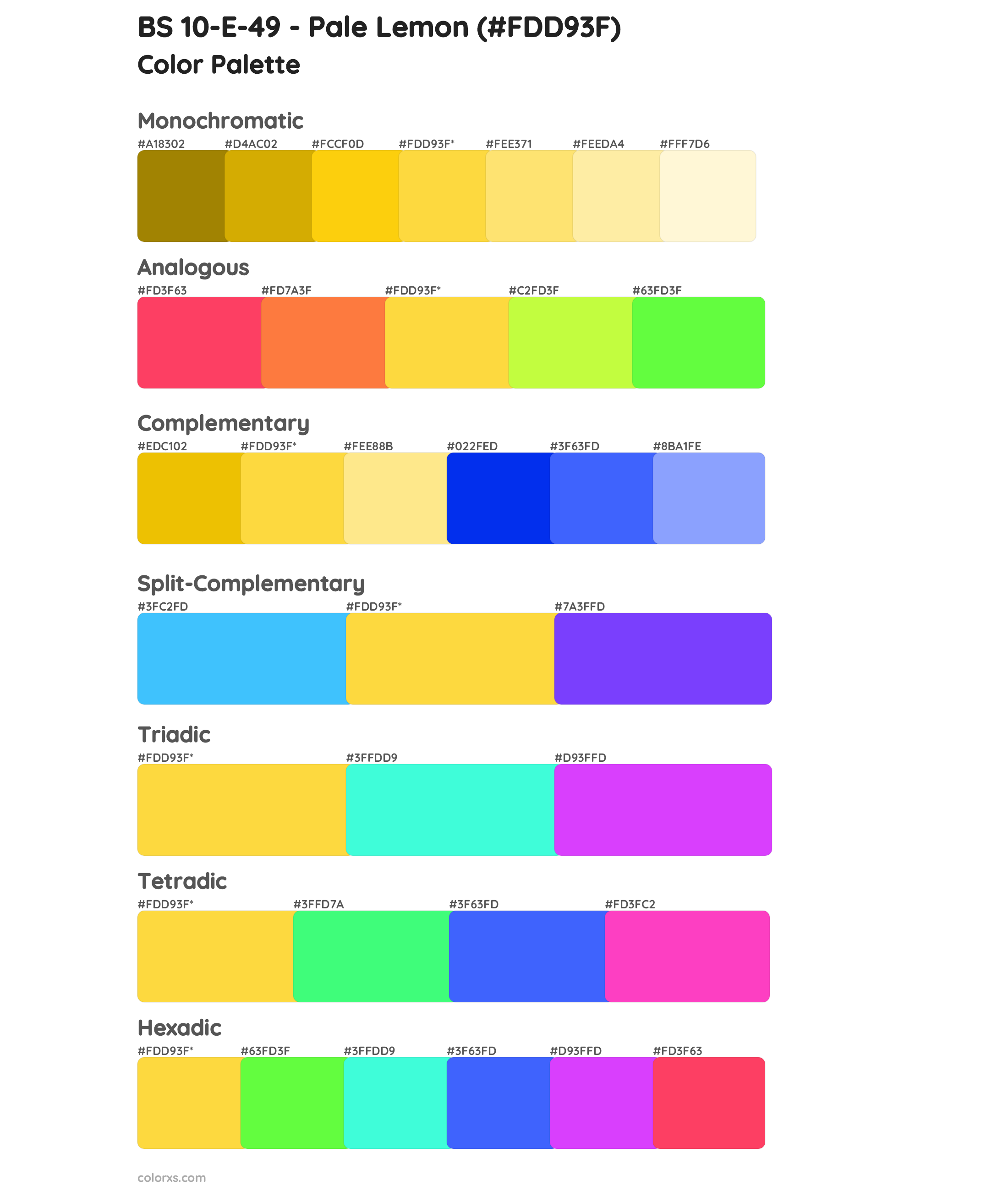 BS 10-E-49 - Pale Lemon Color Scheme Palettes