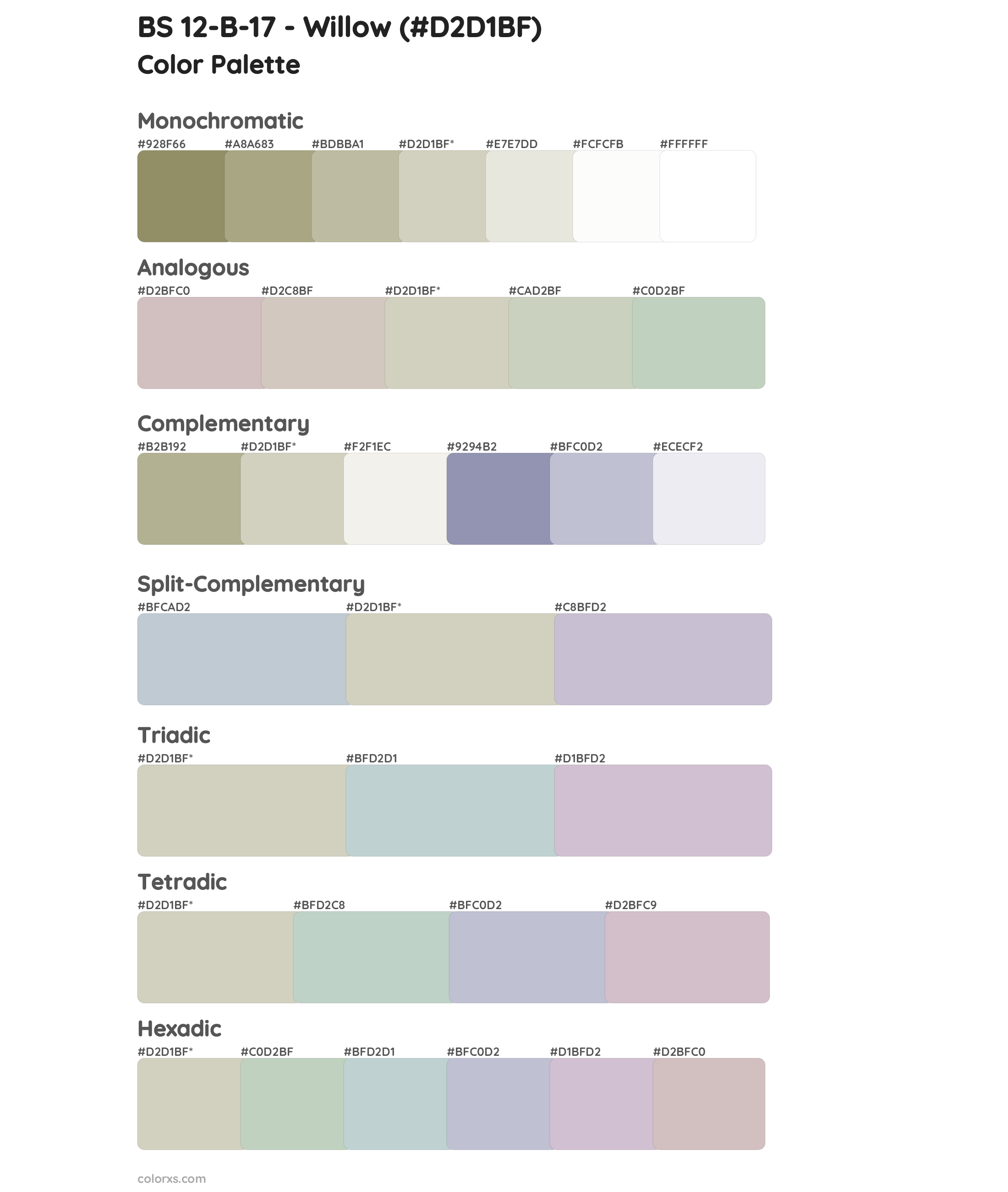 BS 12-B-17 - Willow Color Scheme Palettes