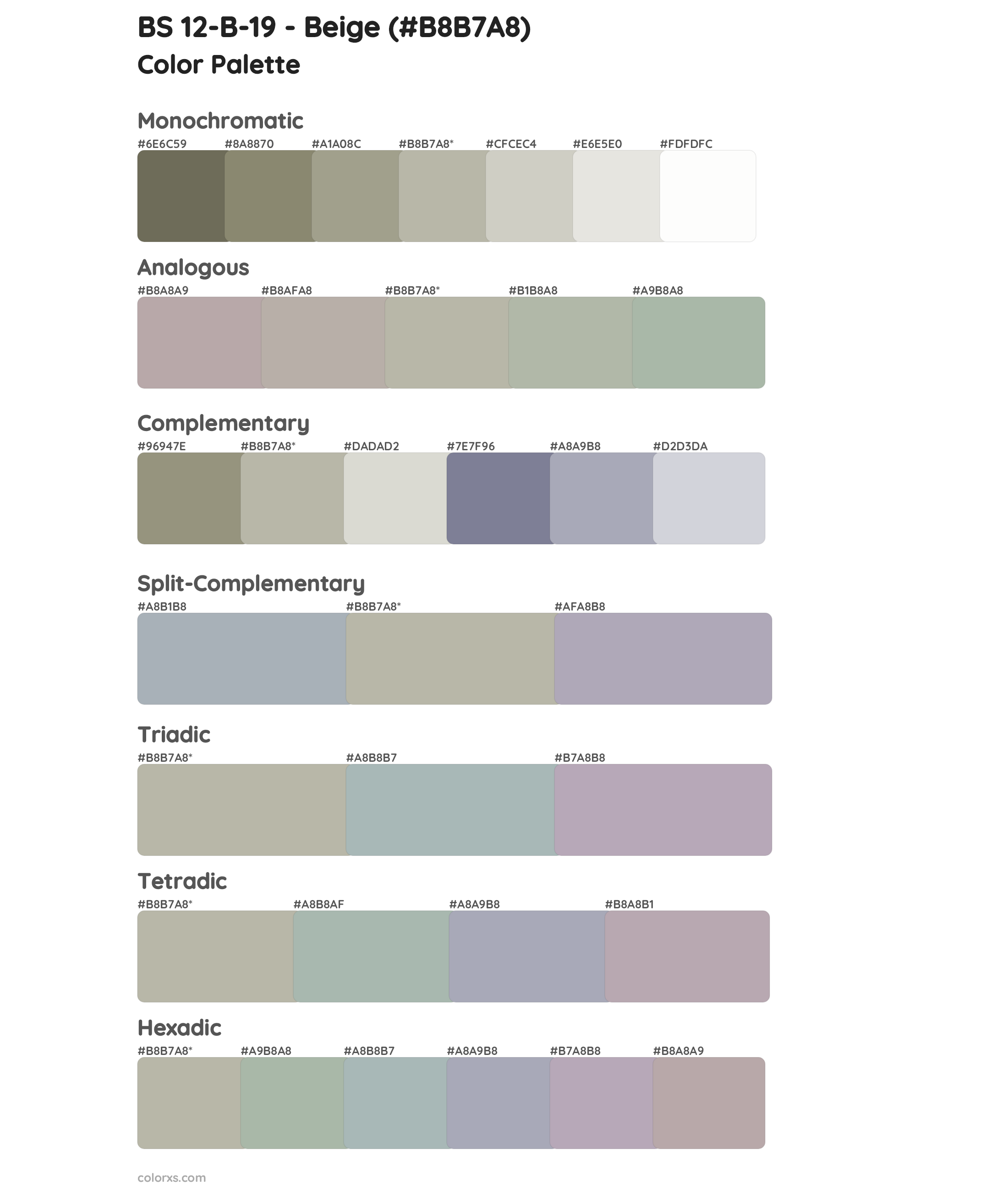 BS 12-B-19 - Beige Color Scheme Palettes