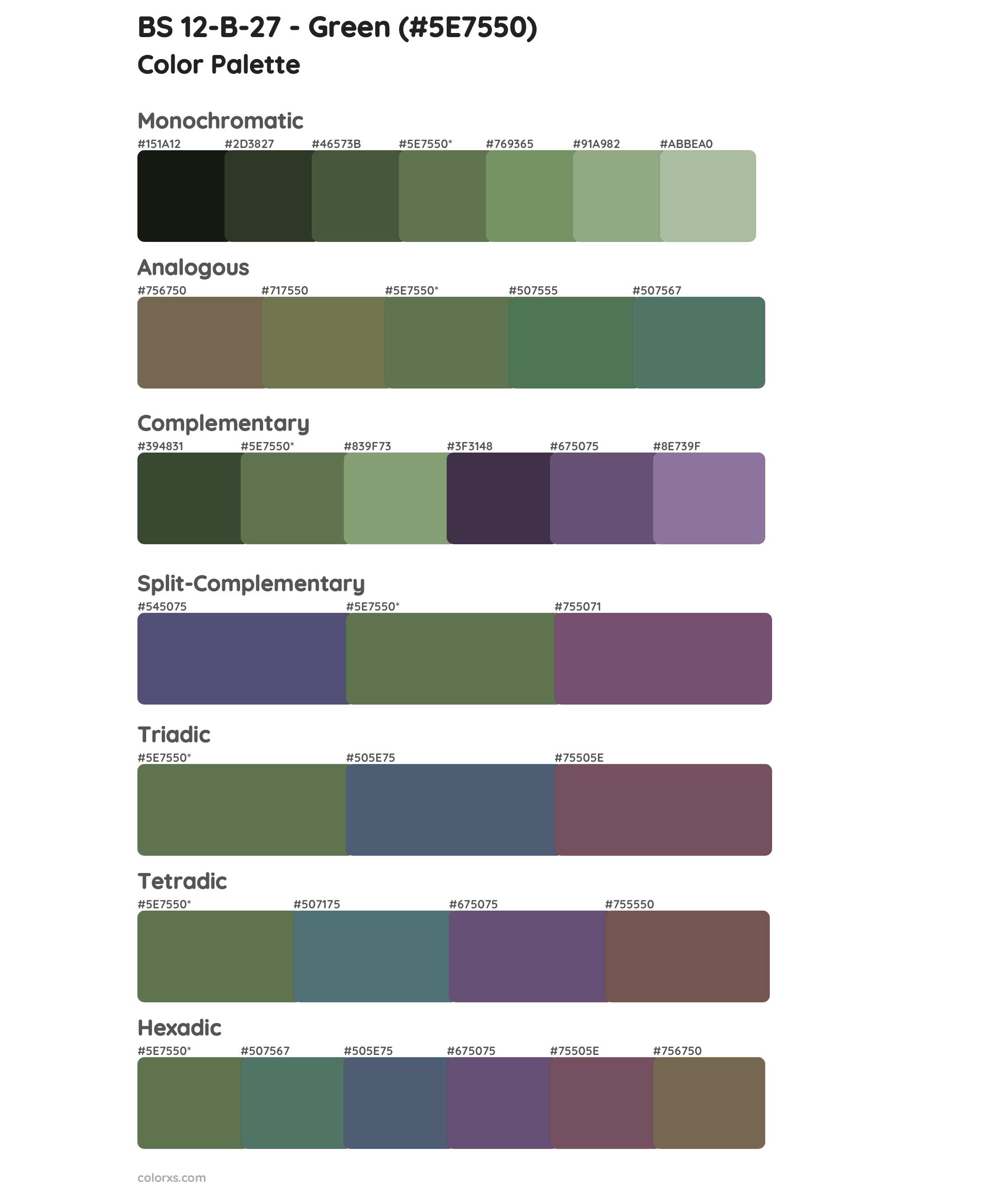 BS 12-B-27 - Green Color Scheme Palettes