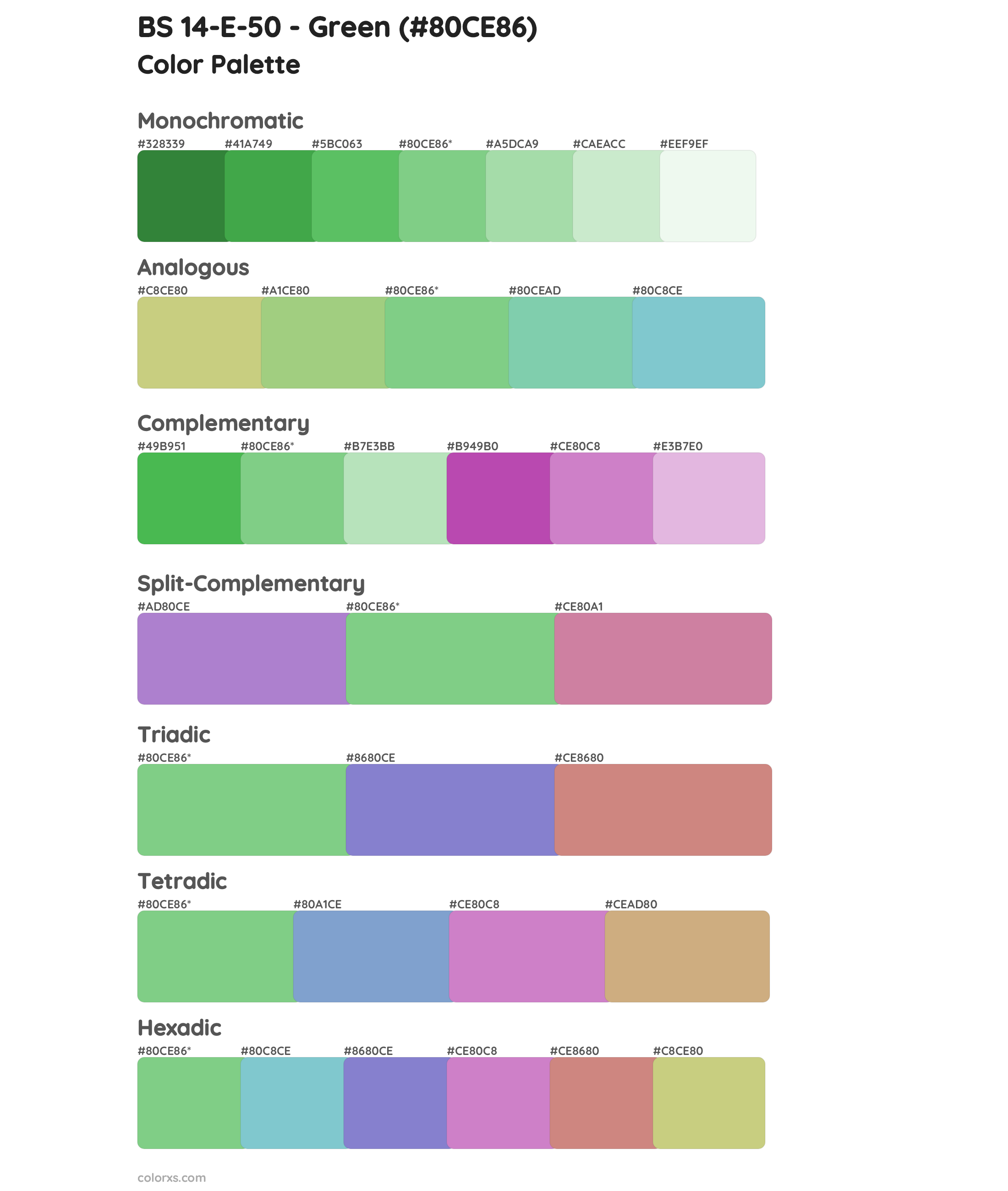 BS 14-E-50 - Green Color Scheme Palettes