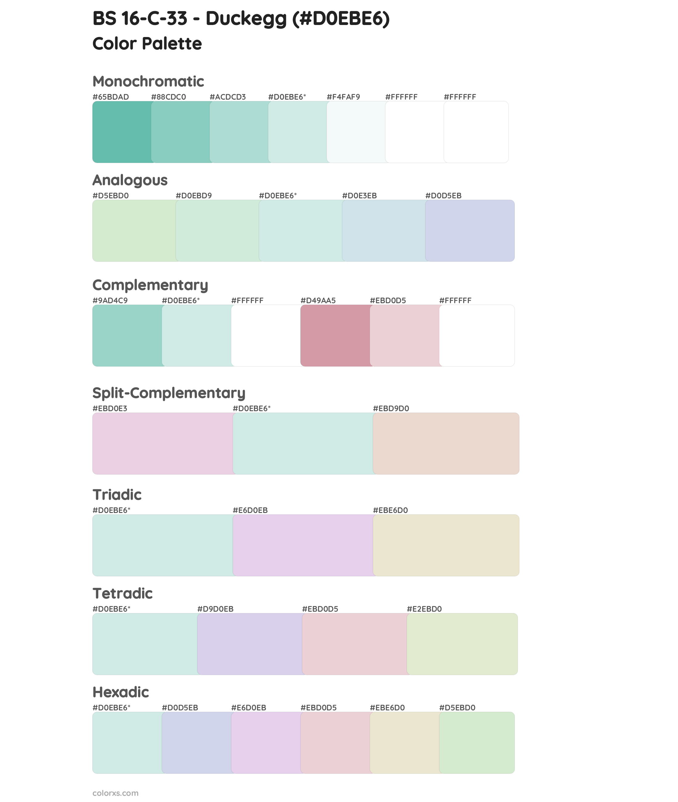 BS 16-C-33 - Duckegg Color Scheme Palettes