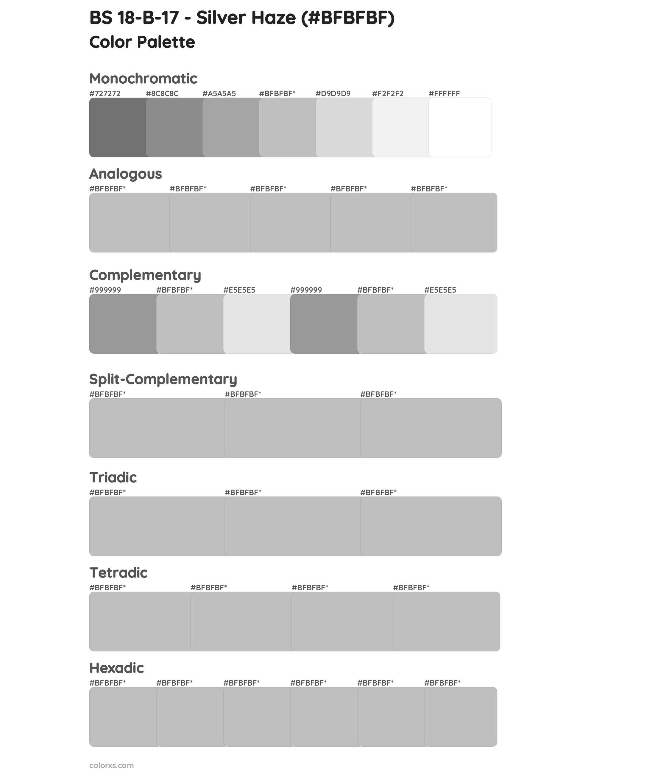 BS 18-B-17 - Silver Haze Color Scheme Palettes