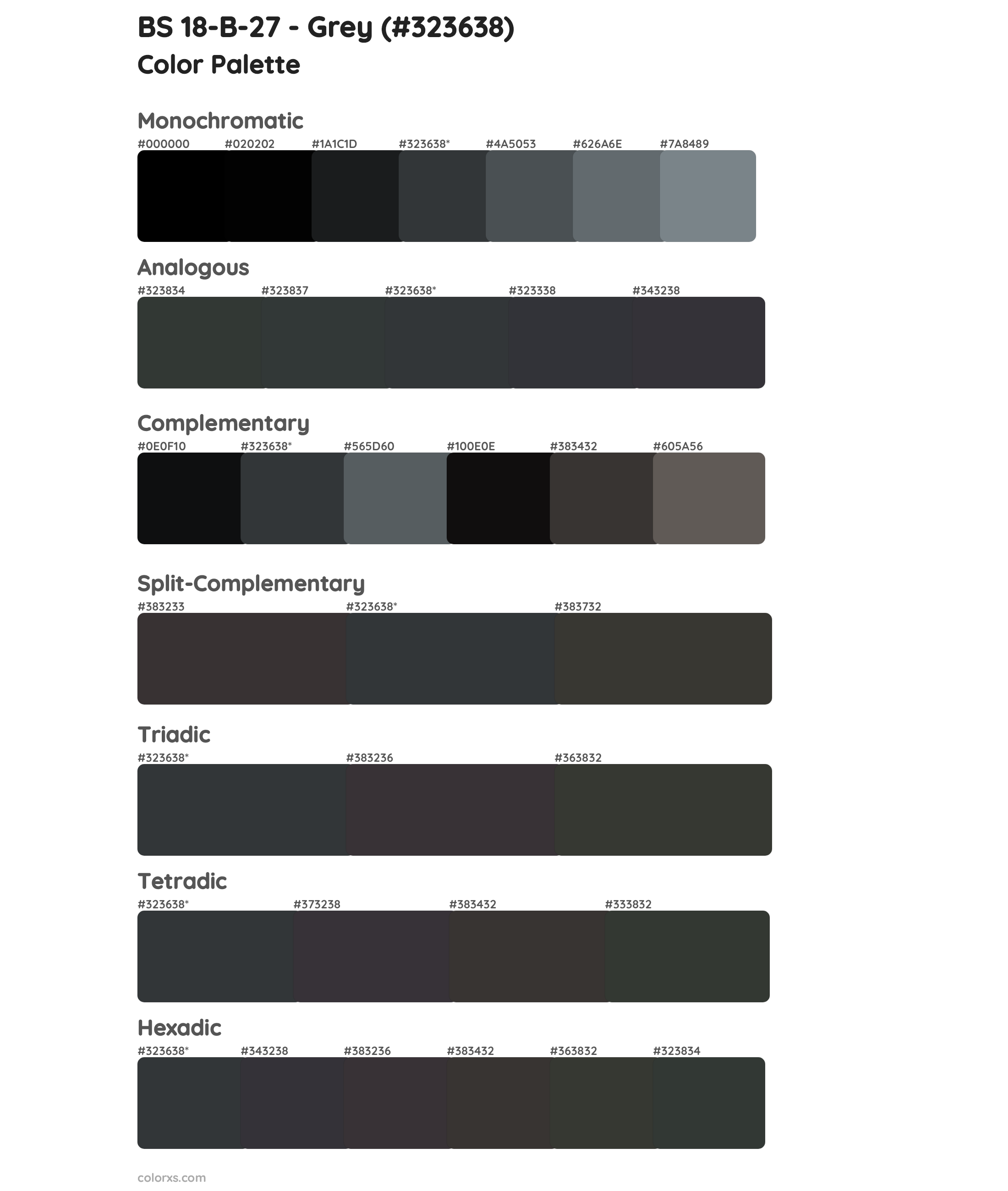 BS 18-B-27 - Grey Color Scheme Palettes