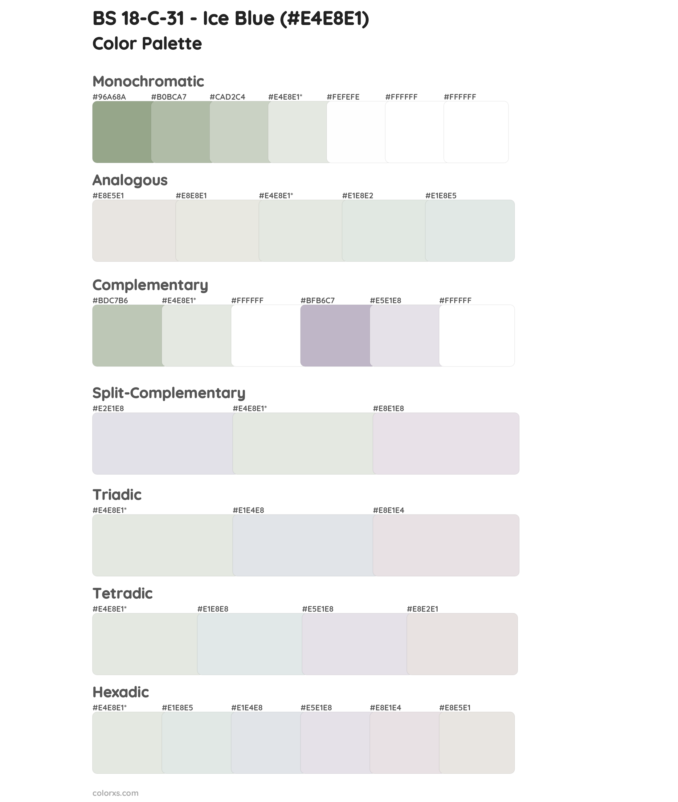 BS 18-C-31 - Ice Blue Color Scheme Palettes