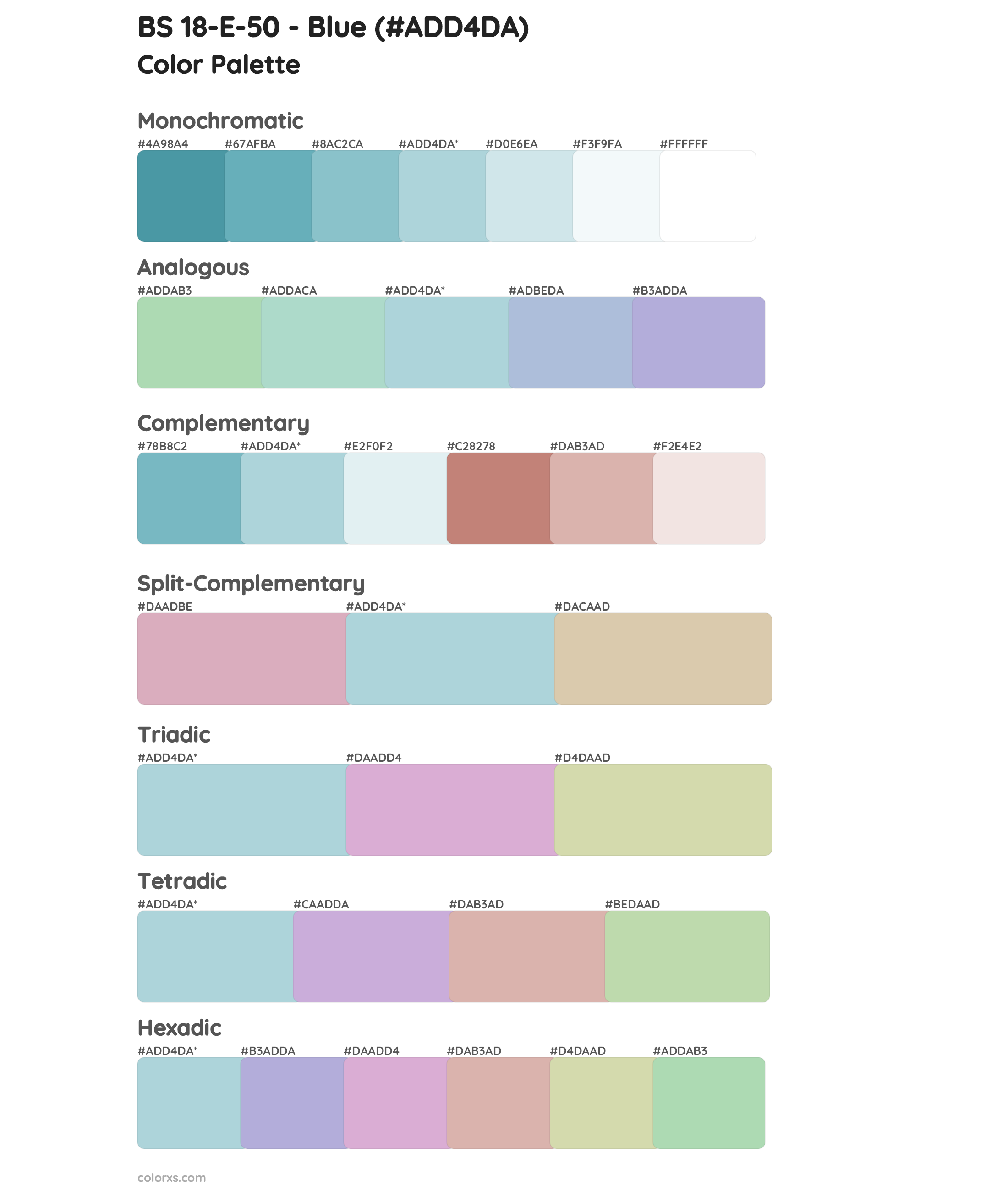 BS 18-E-50 - Blue Color Scheme Palettes