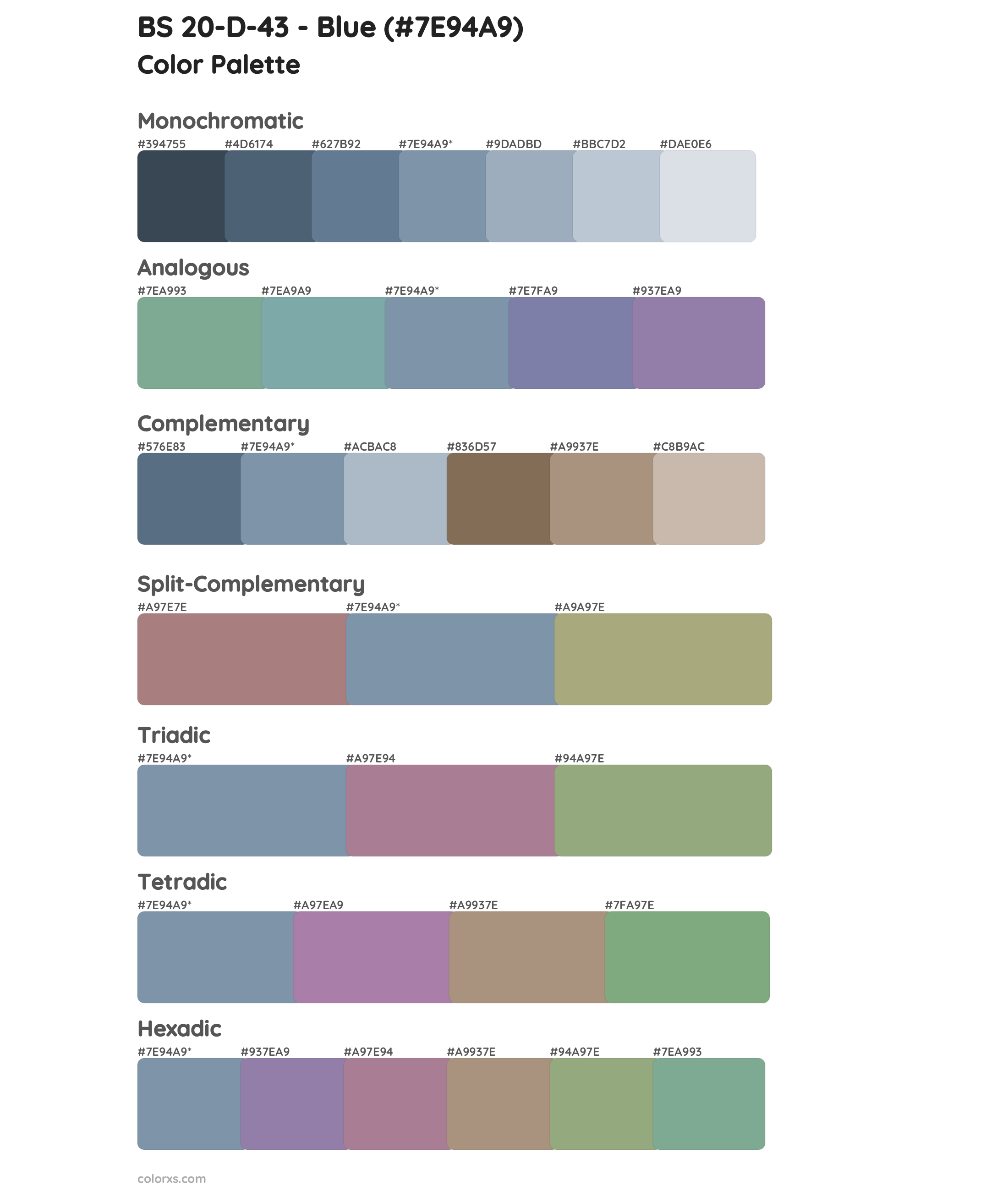 BS 20-D-43 - Blue Color Scheme Palettes