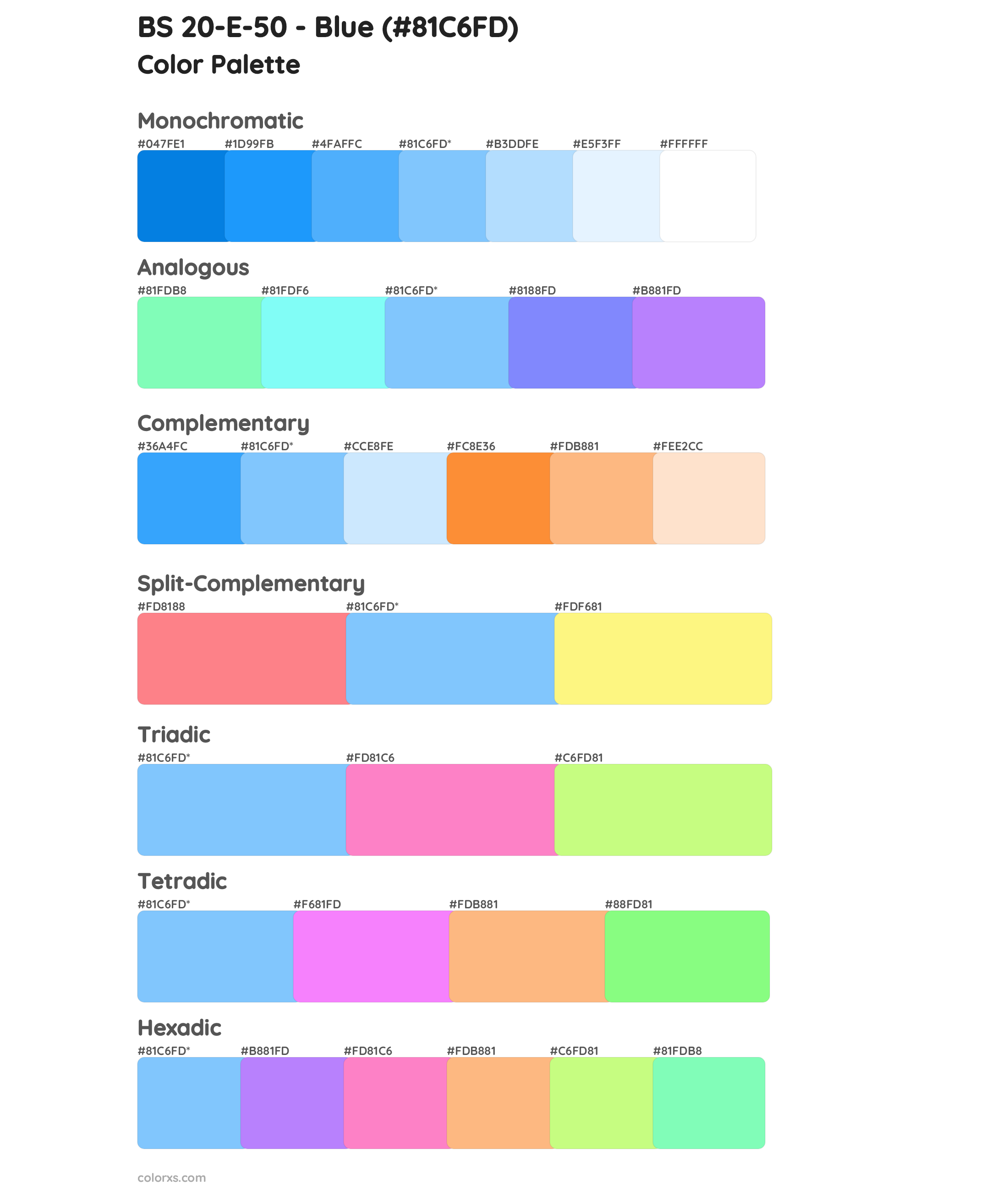 BS 20-E-50 - Blue Color Scheme Palettes