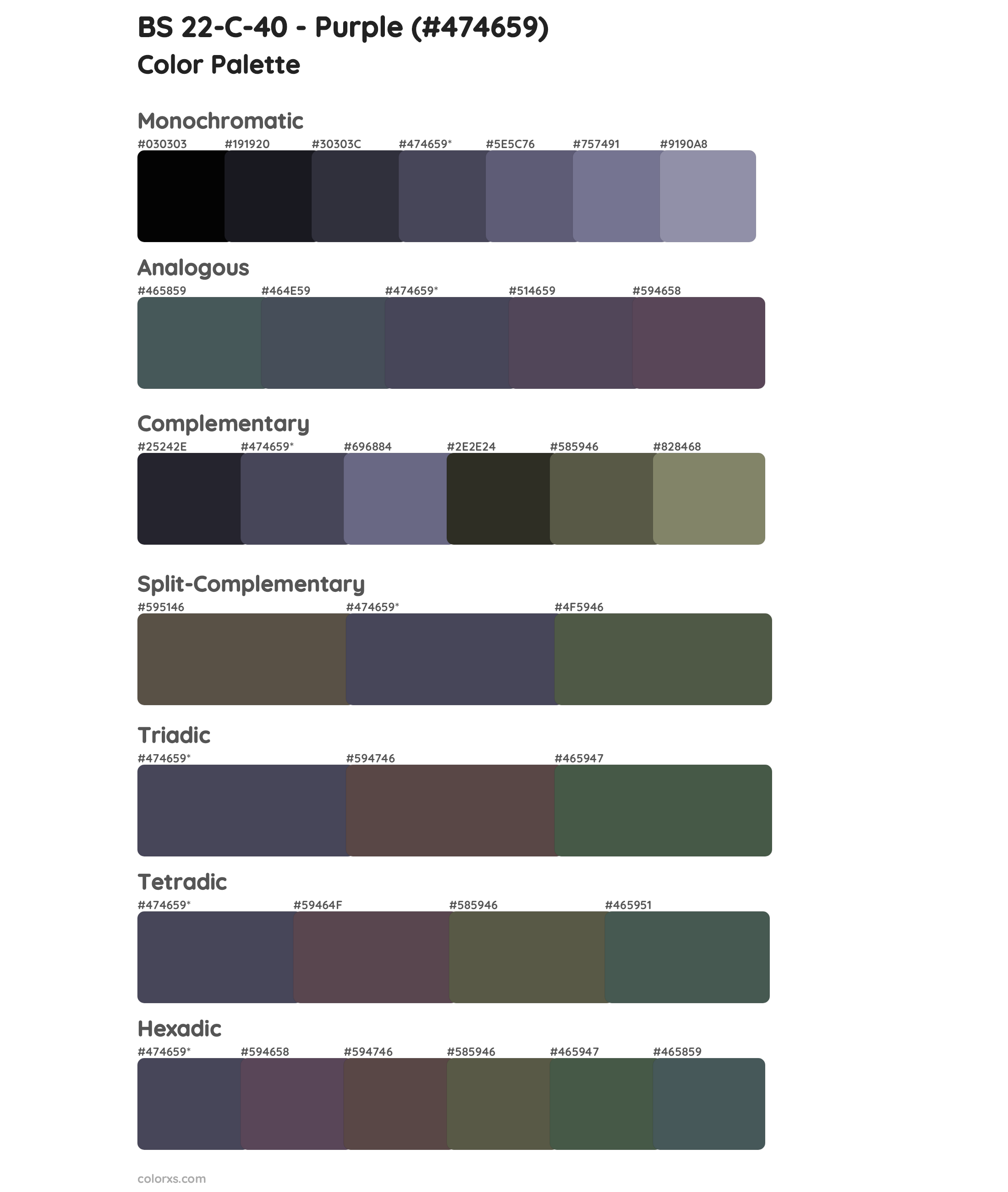 BS 22-C-40 - Purple Color Scheme Palettes