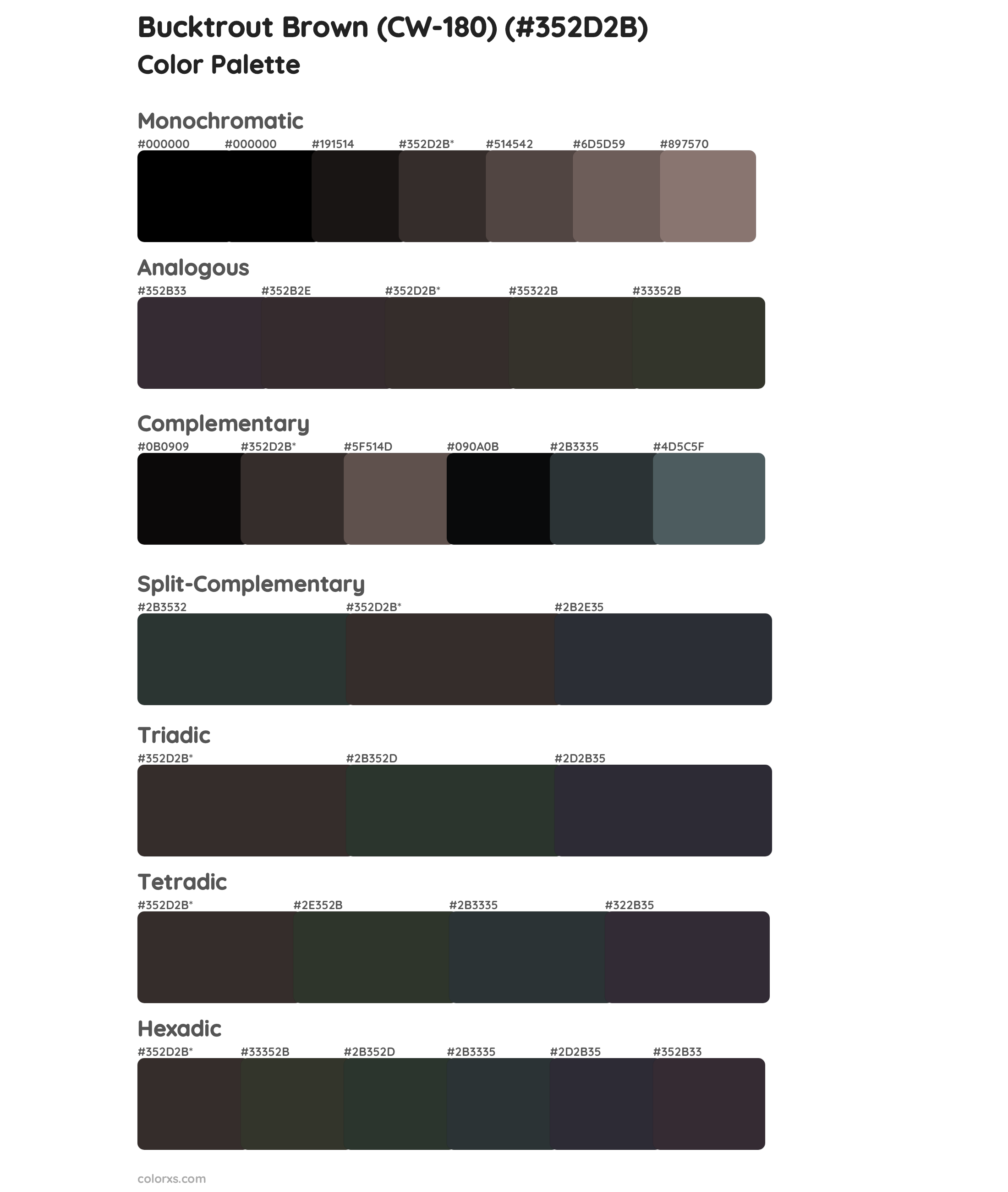 Bucktrout Brown (CW-180) Color Scheme Palettes