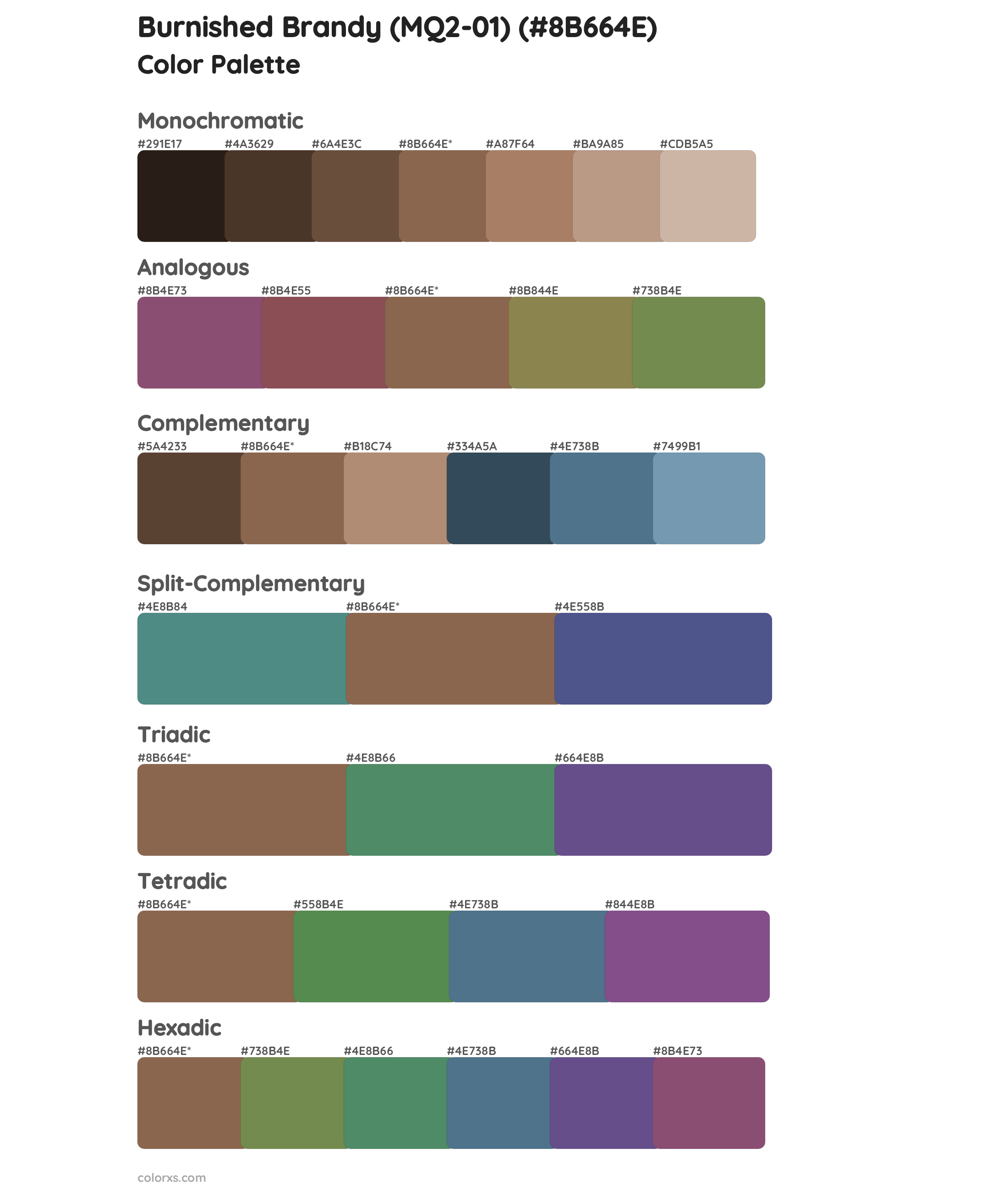 Burnished Brandy (MQ2-01) Color Scheme Palettes