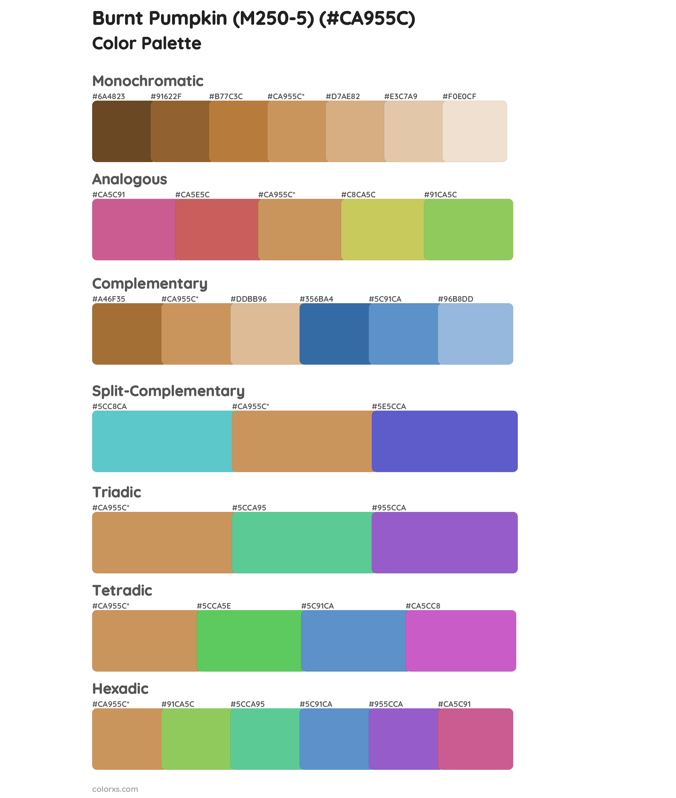 Burnt Pumpkin (M250-5) Color Scheme Palettes