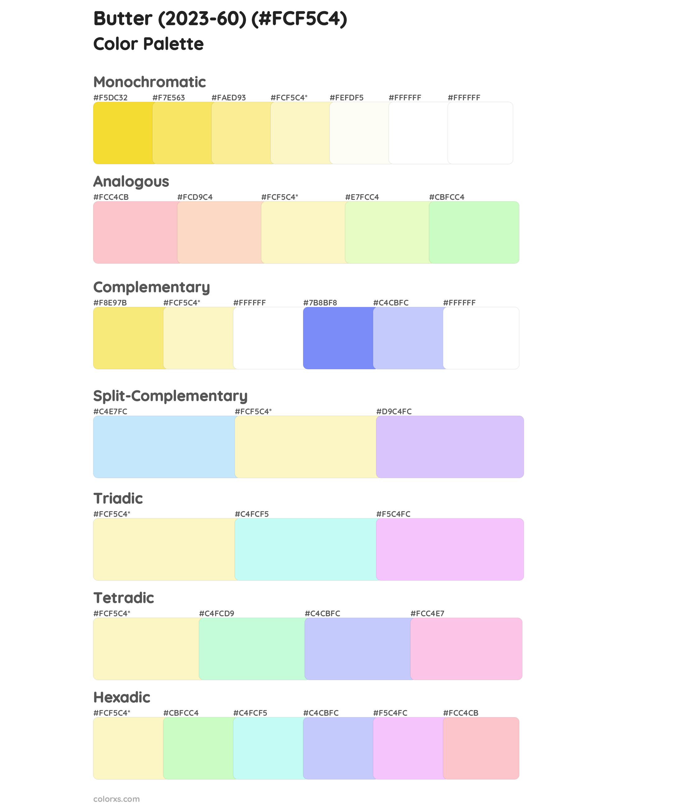 Butter (2023-60) Color Scheme Palettes