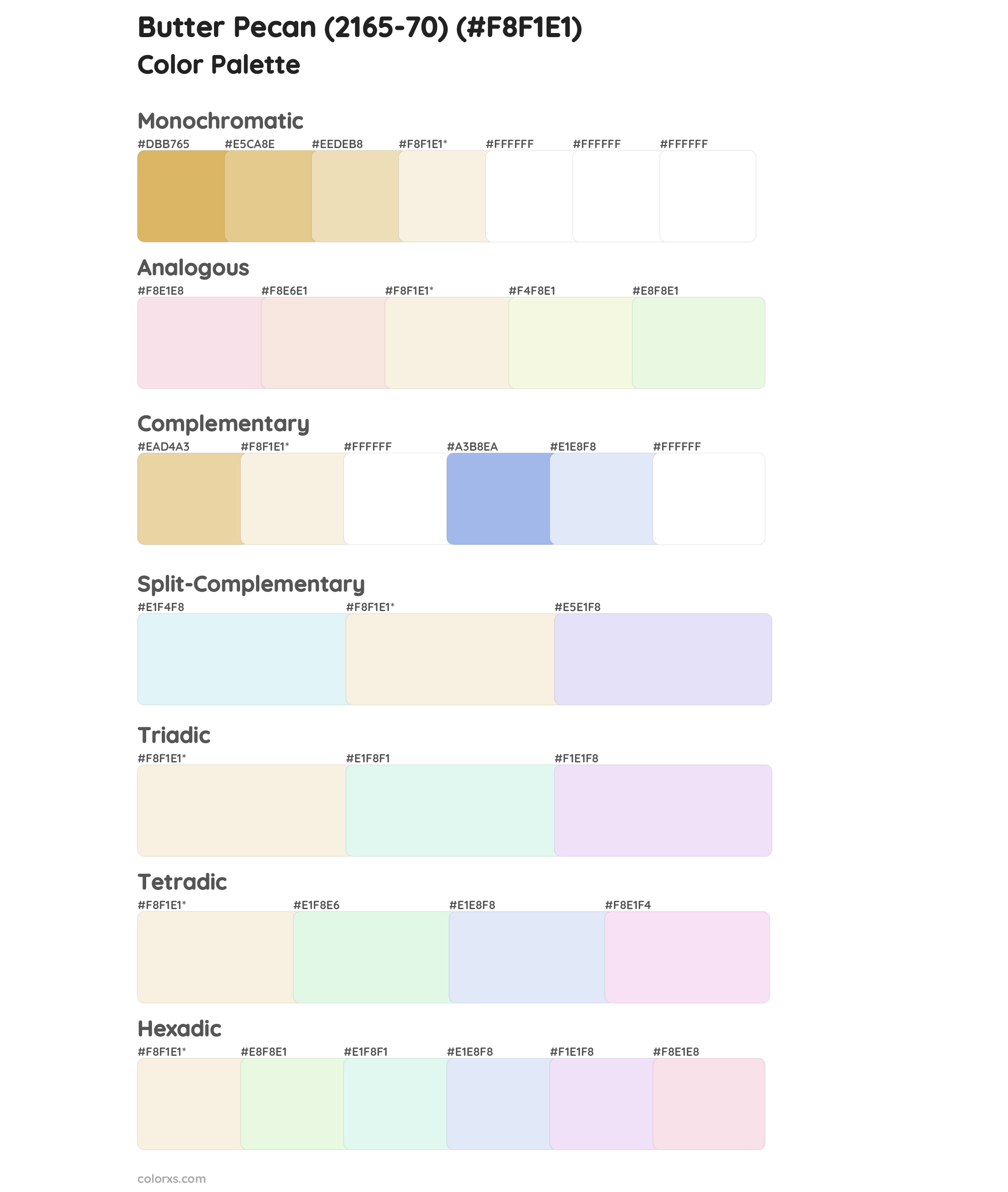 Butter Pecan (OC-89 / 2165-70) Color Scheme Palettes