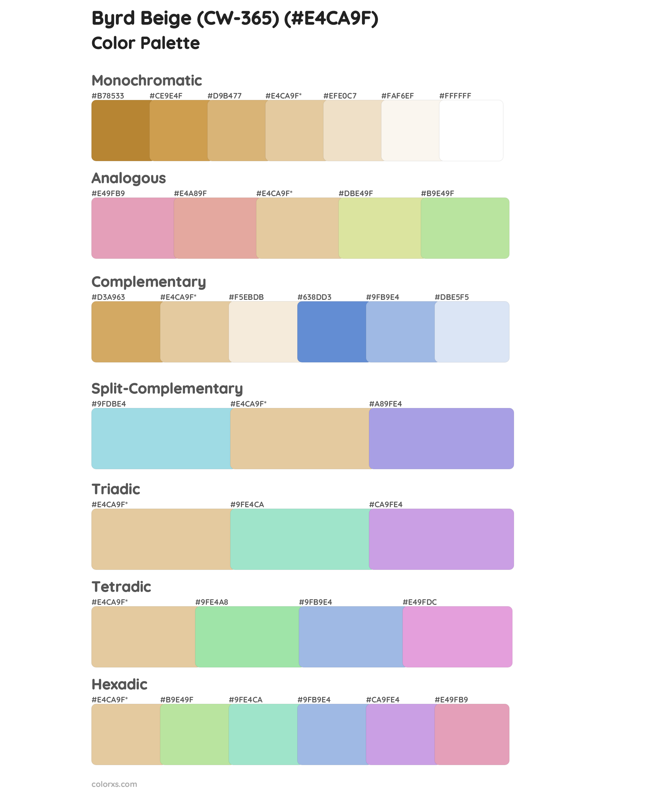 Byrd Beige (CW-365) Color Scheme Palettes