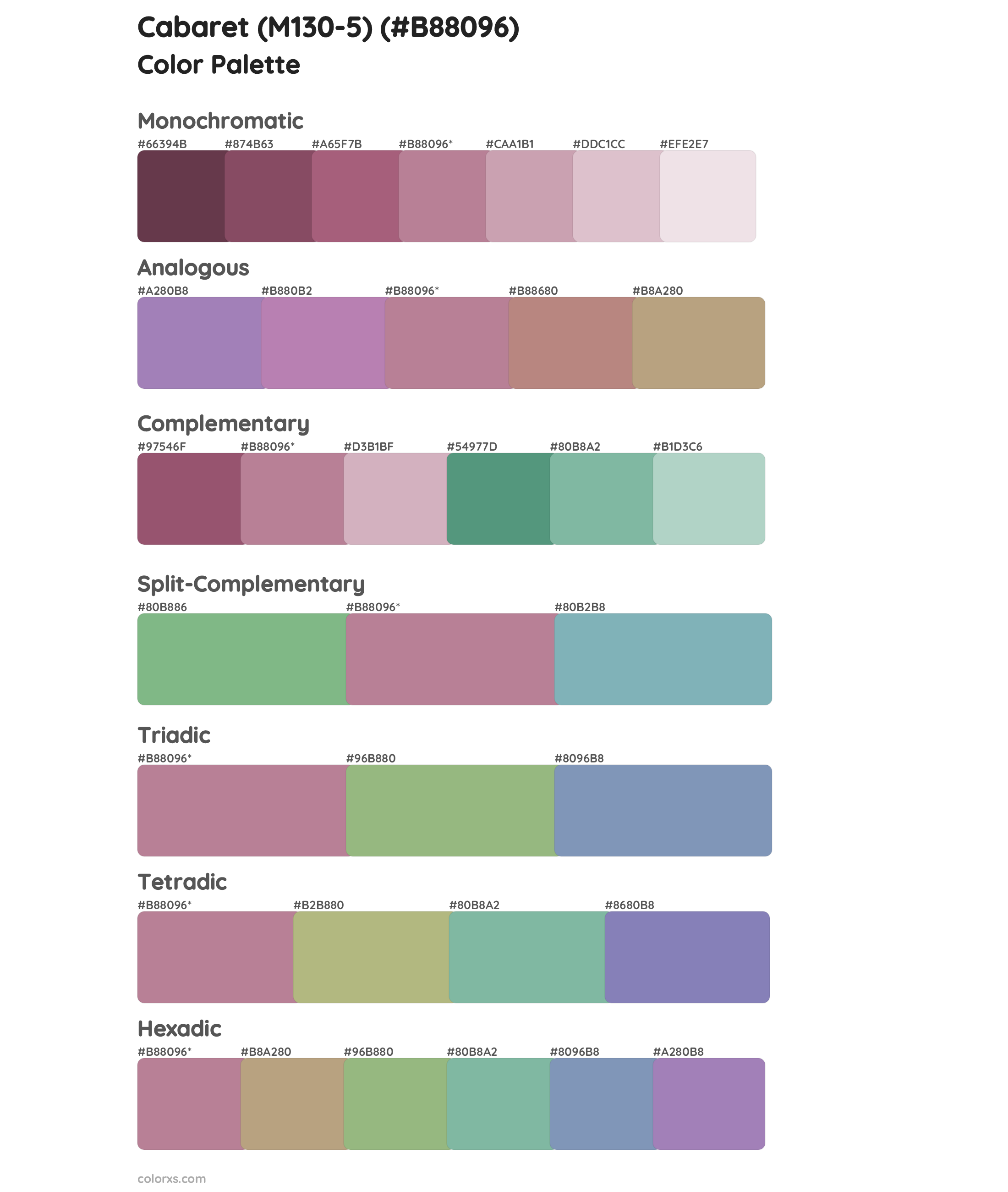 Cabaret (M130-5) Color Scheme Palettes