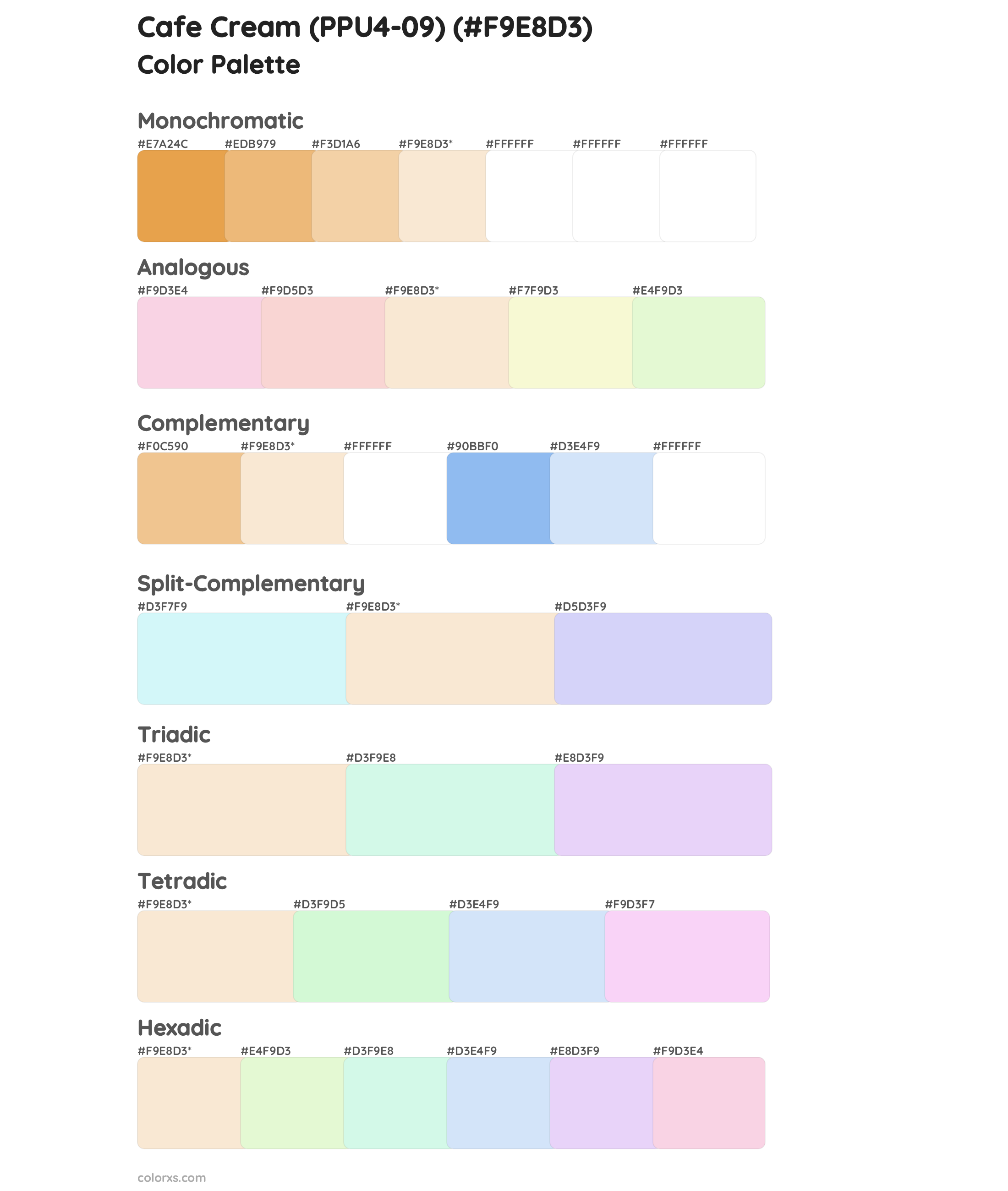 Cafe Cream (PPU4-09) Color Scheme Palettes