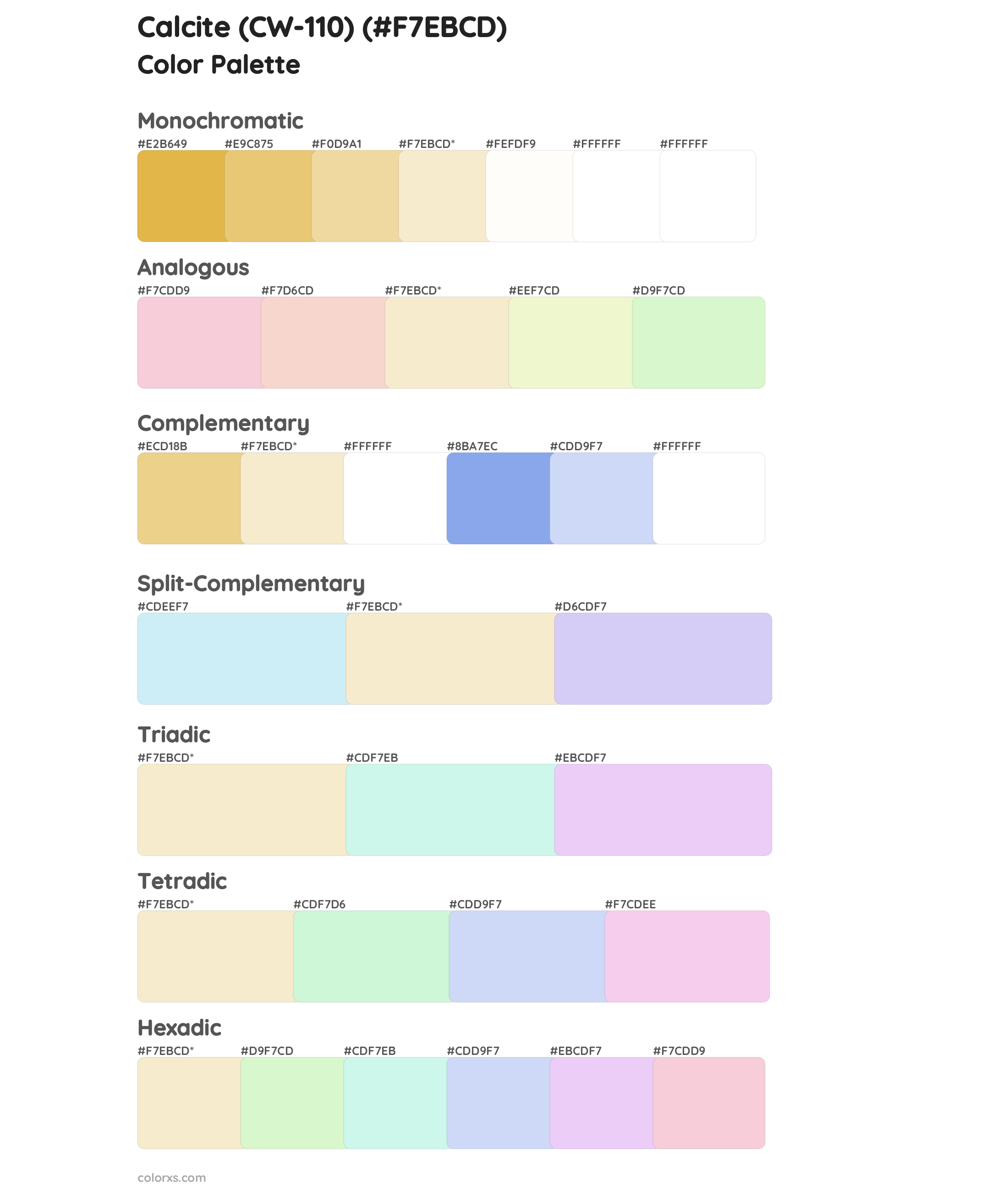 Calcite (CW-110) Color Scheme Palettes