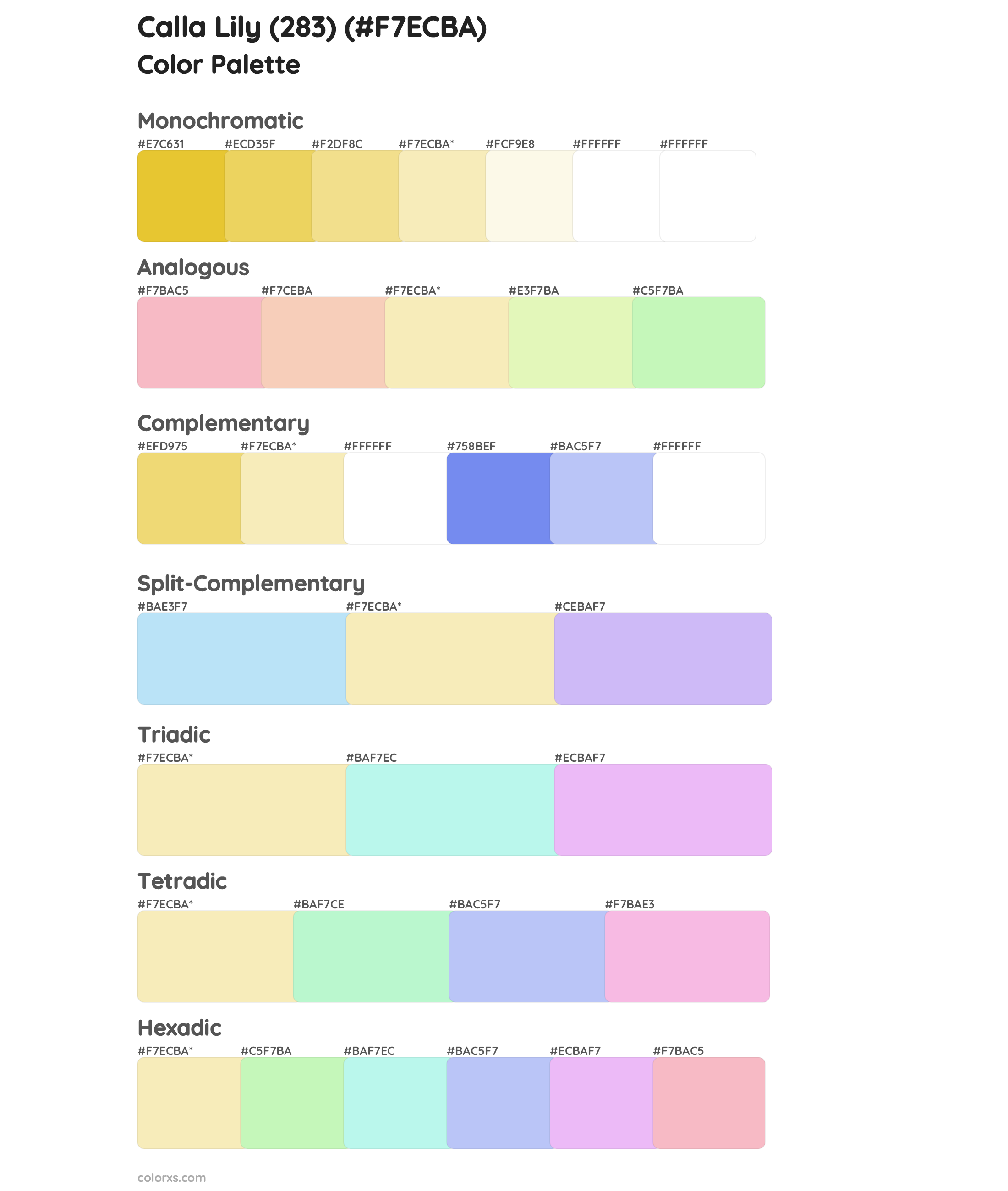 Calla Lily (283) Color Scheme Palettes