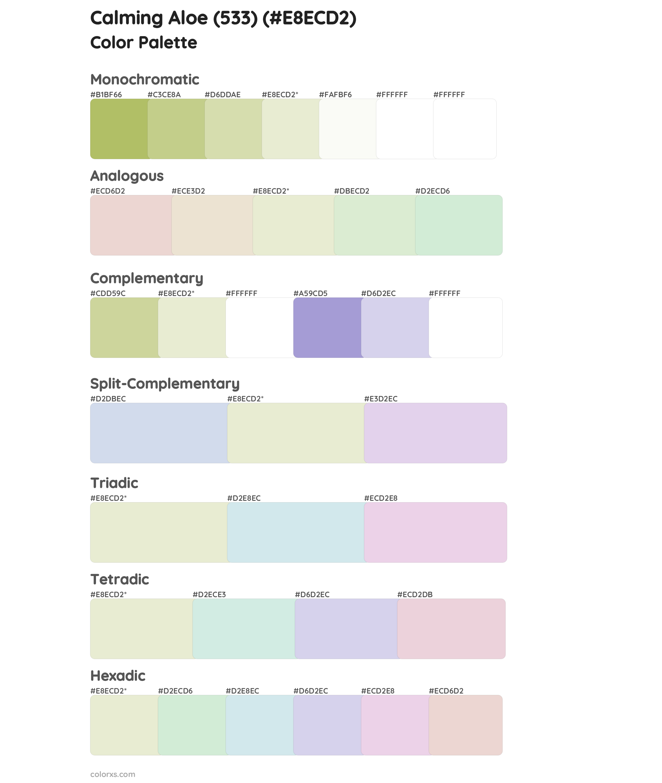 Calming Aloe (533) Color Scheme Palettes