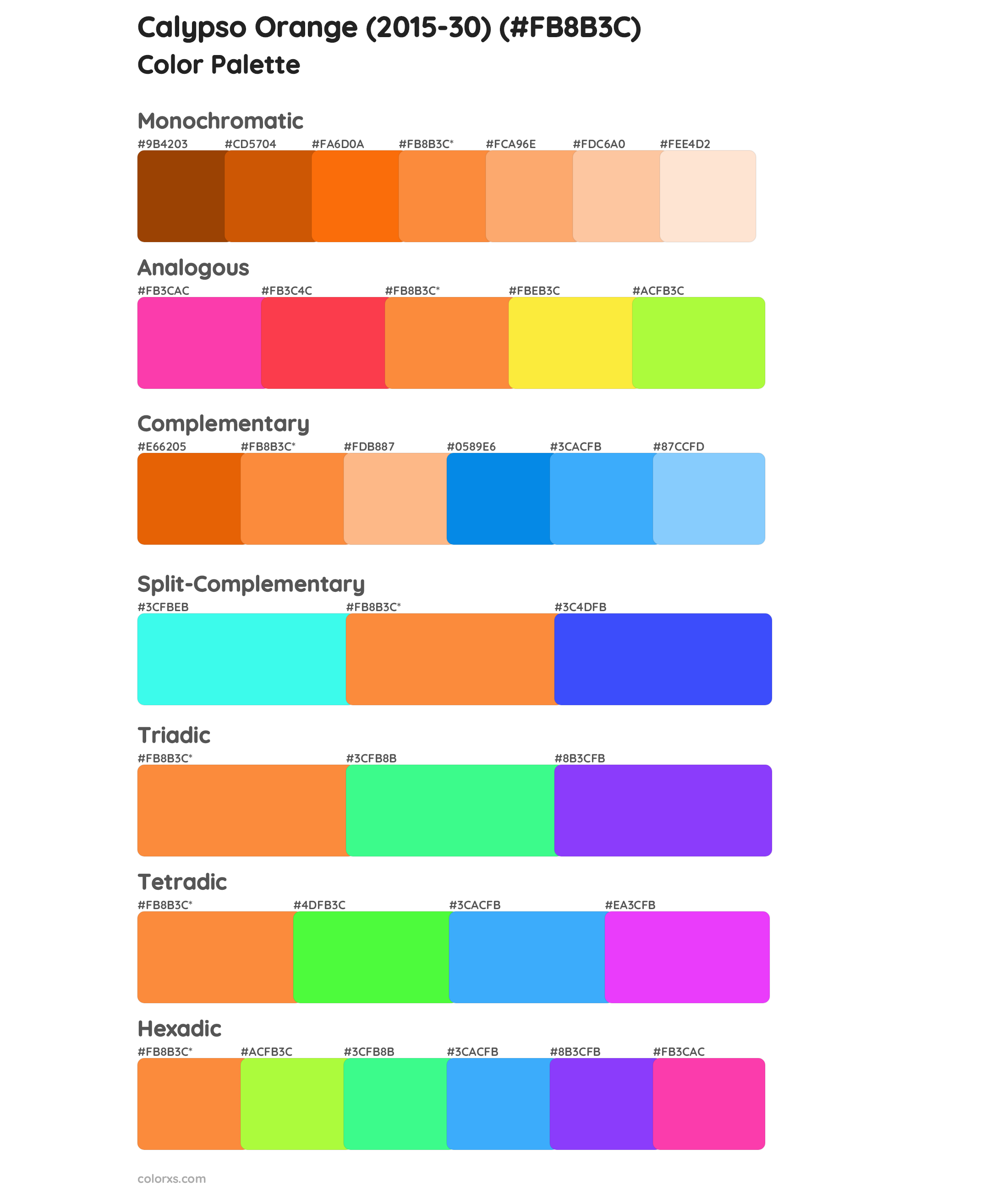 Calypso Orange (2015-30) Color Scheme Palettes