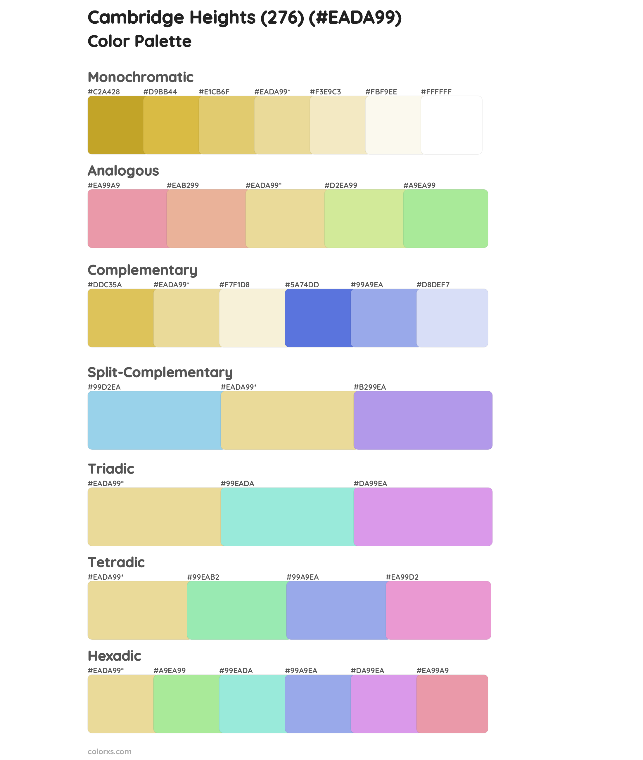 Cambridge Heights (276) Color Scheme Palettes