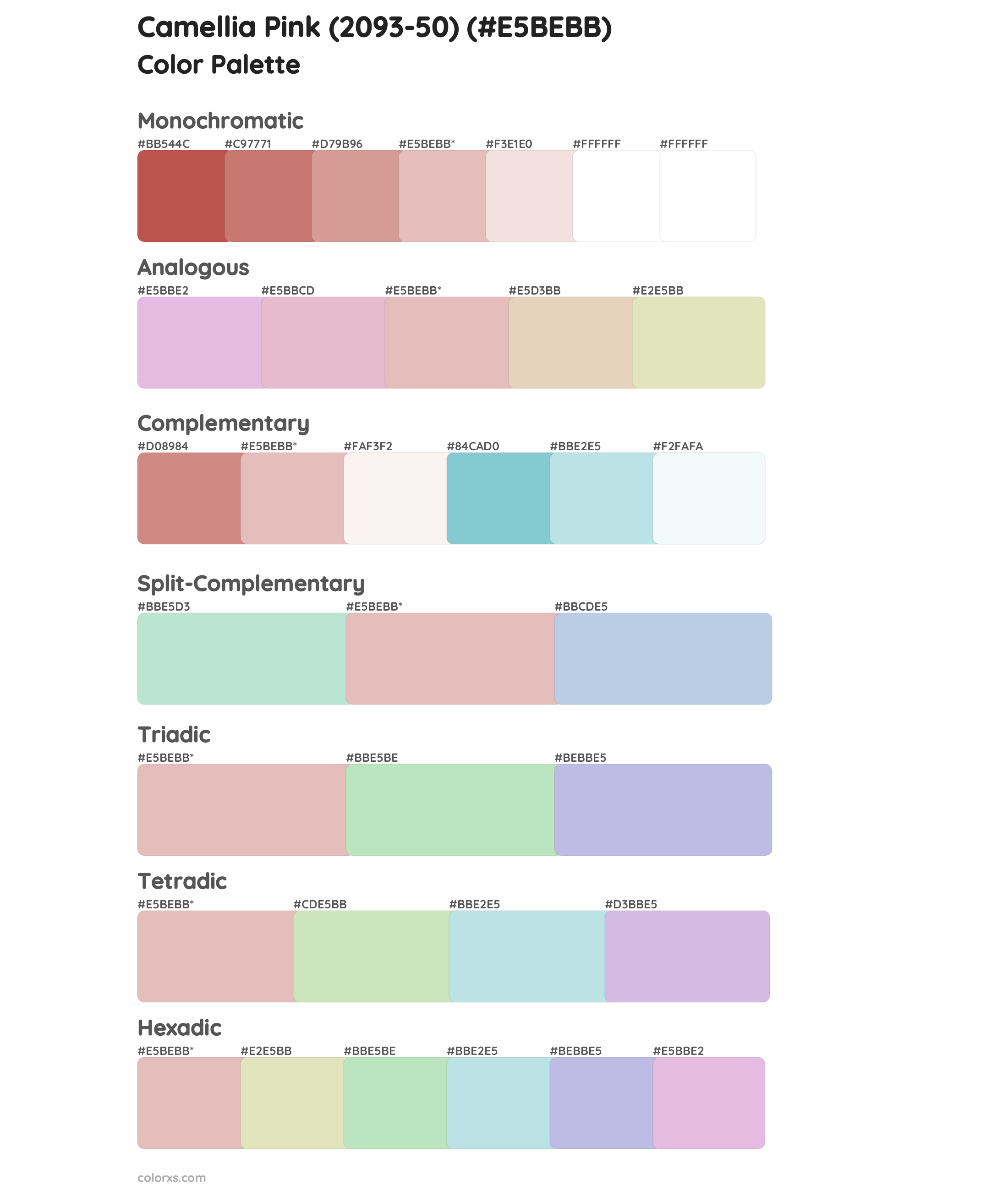 Camellia Pink (2093-50) Color Scheme Palettes