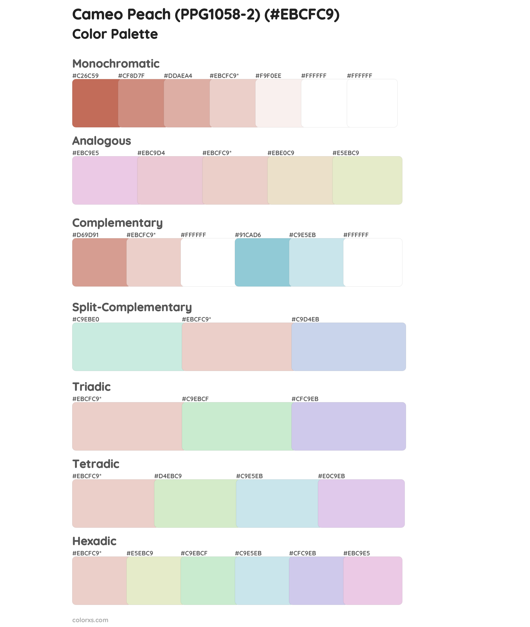 Cameo Peach (PPG1058-2) Color Scheme Palettes