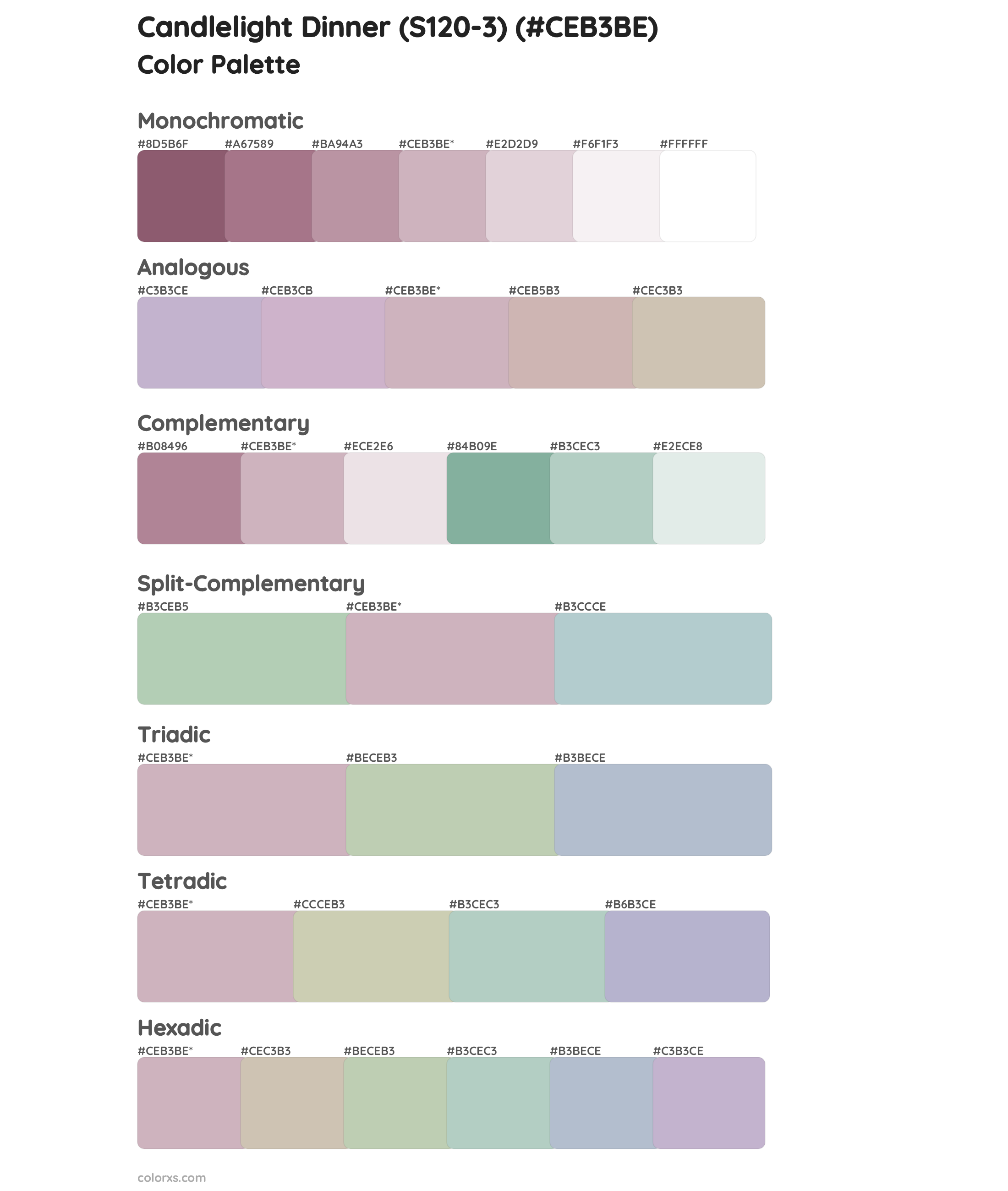 Candlelight Dinner (S120-3) Color Scheme Palettes