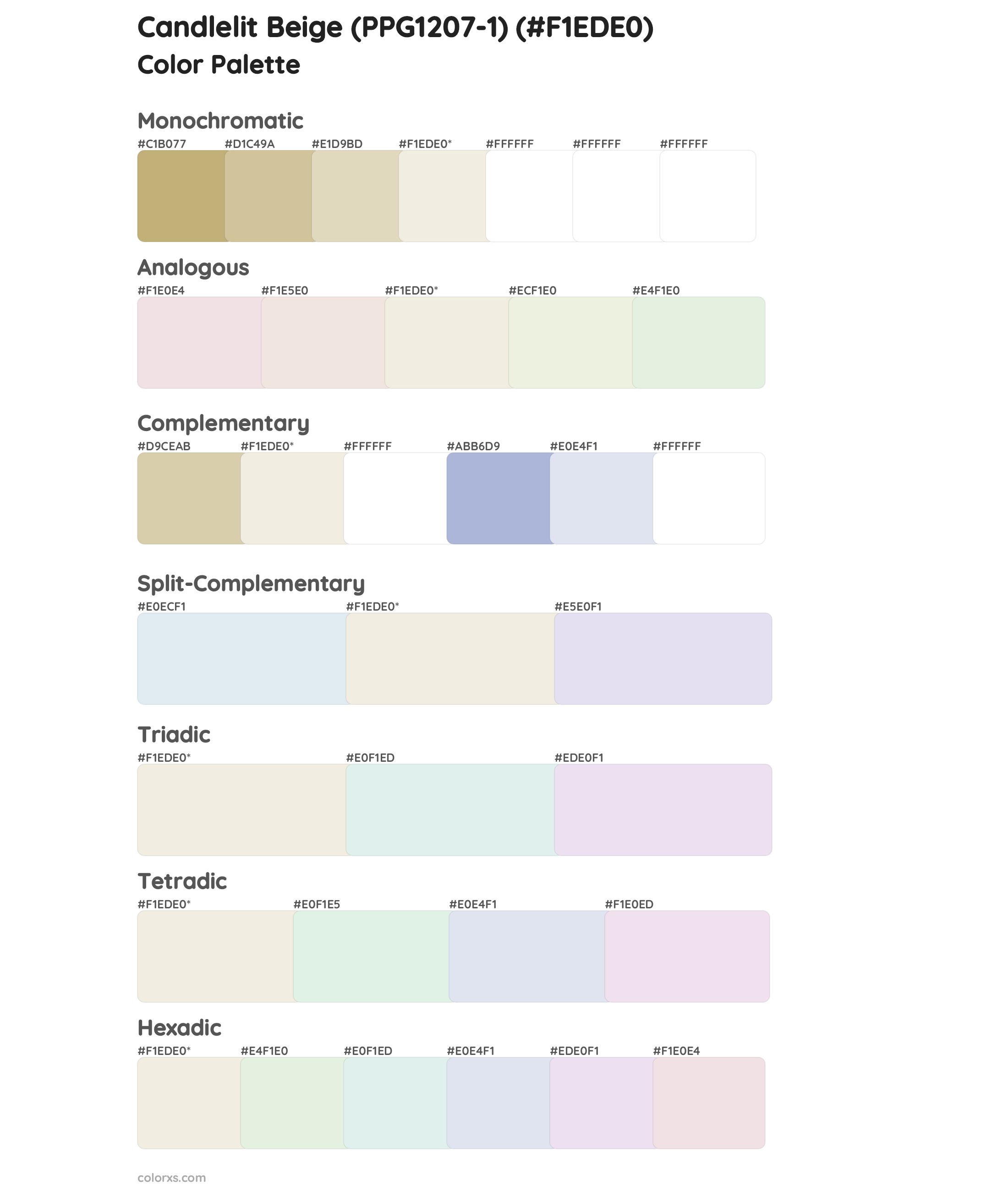 Candlelit Beige (PPG1207-1) Color Scheme Palettes