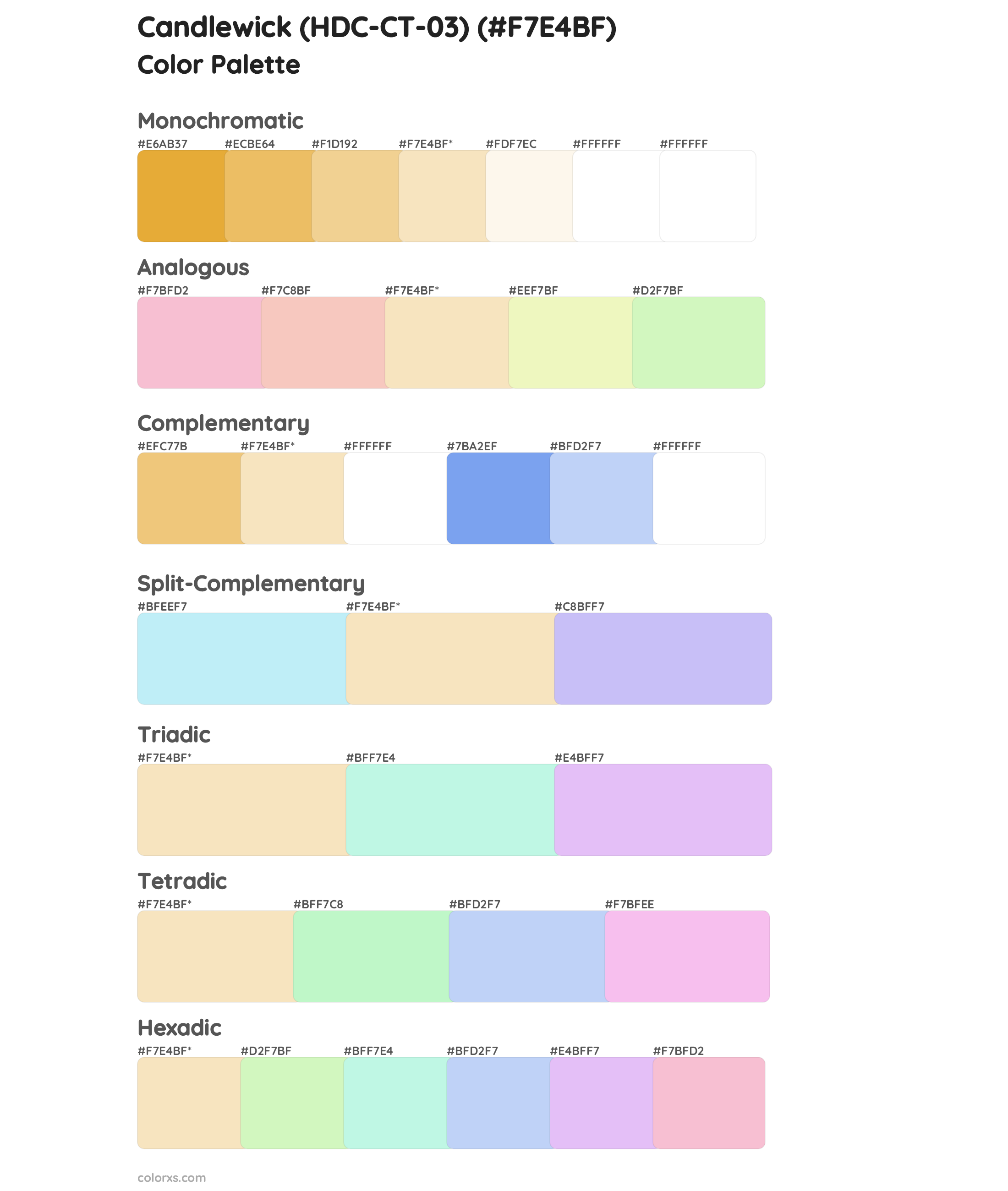 Candlewick (HDC-CT-03) Color Scheme Palettes