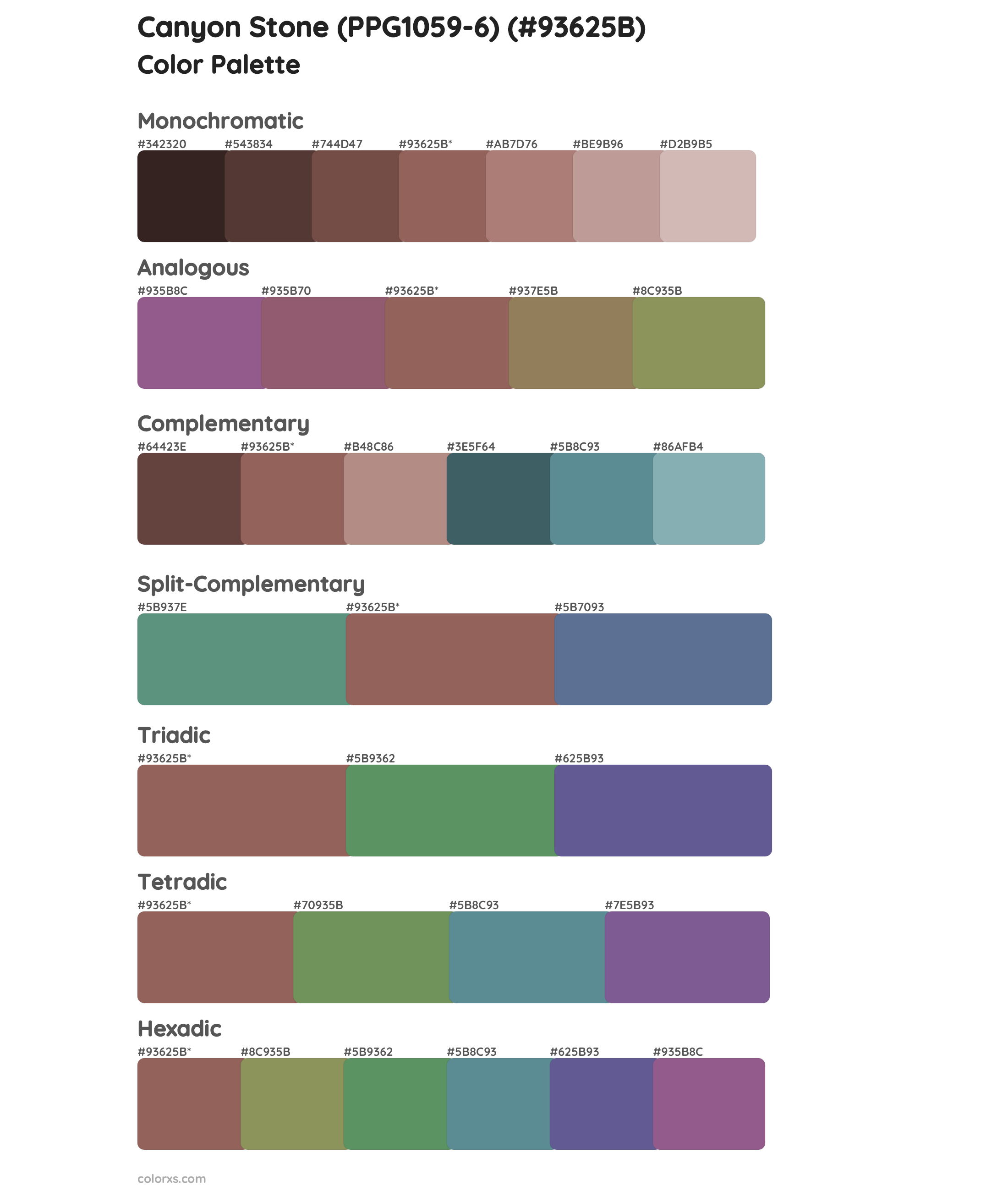 Canyon Stone (PPG1059-6) Color Scheme Palettes