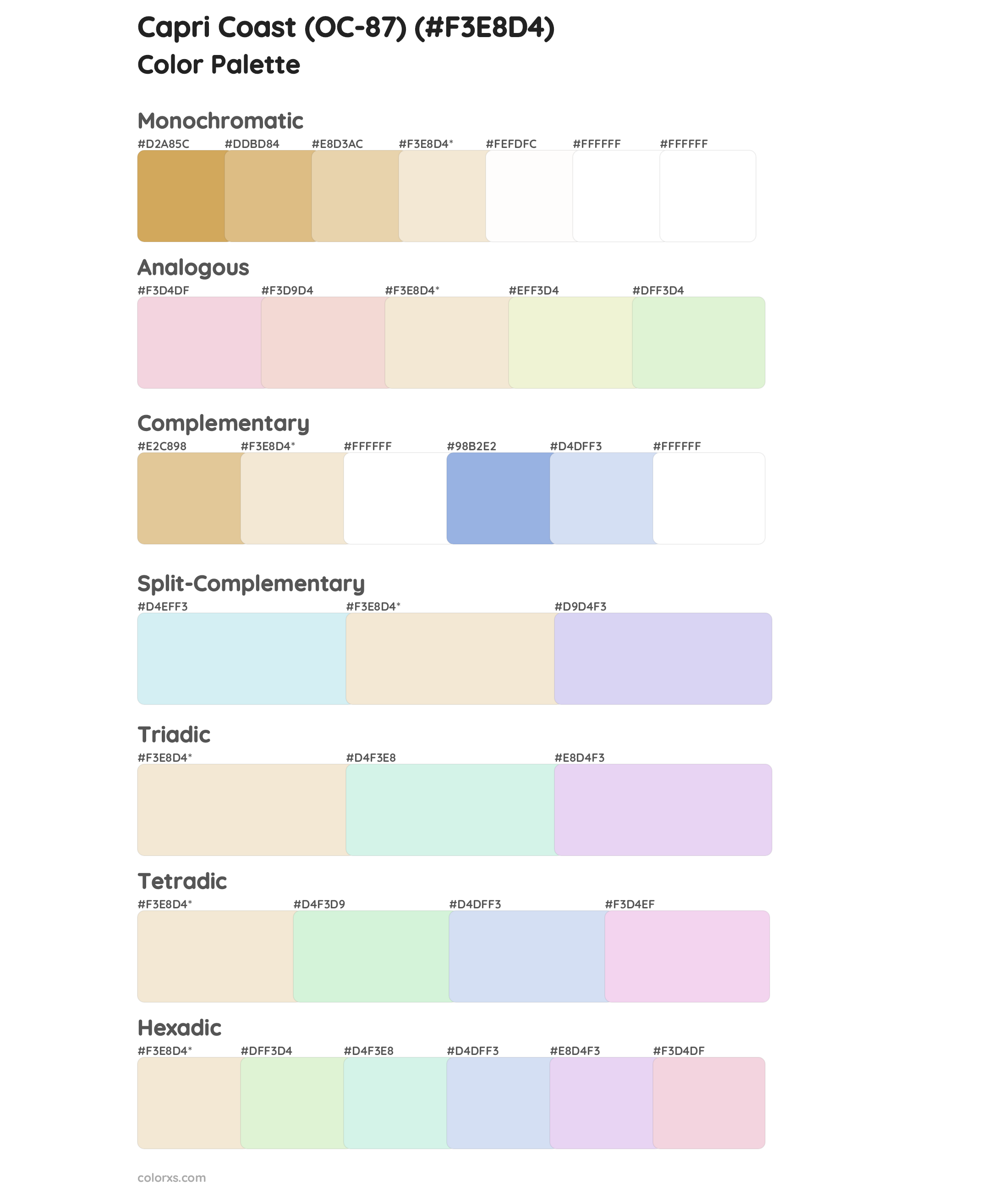 Capri Coast (OC-87) Color Scheme Palettes