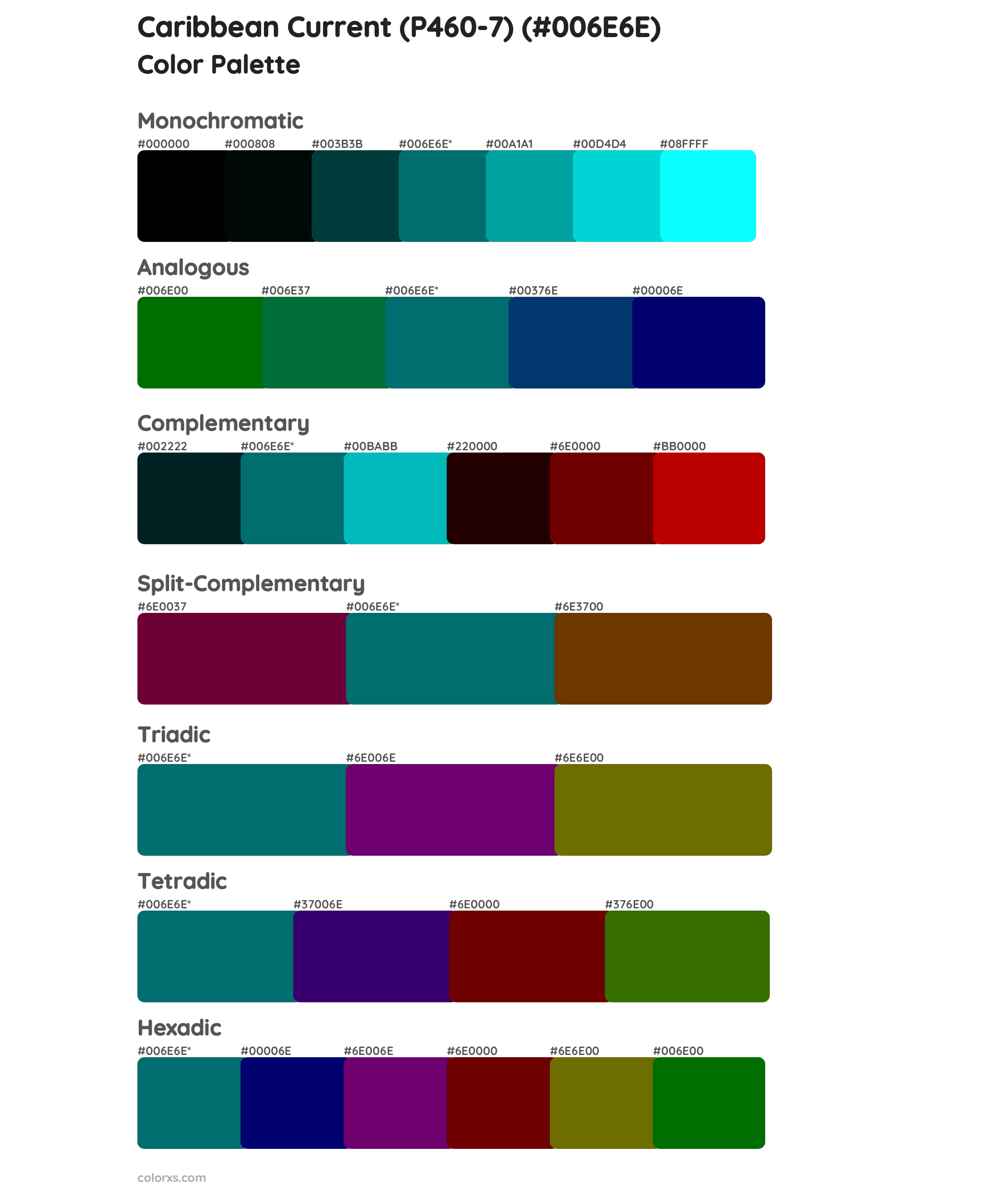 Caribbean Current (P460-7) Color Scheme Palettes