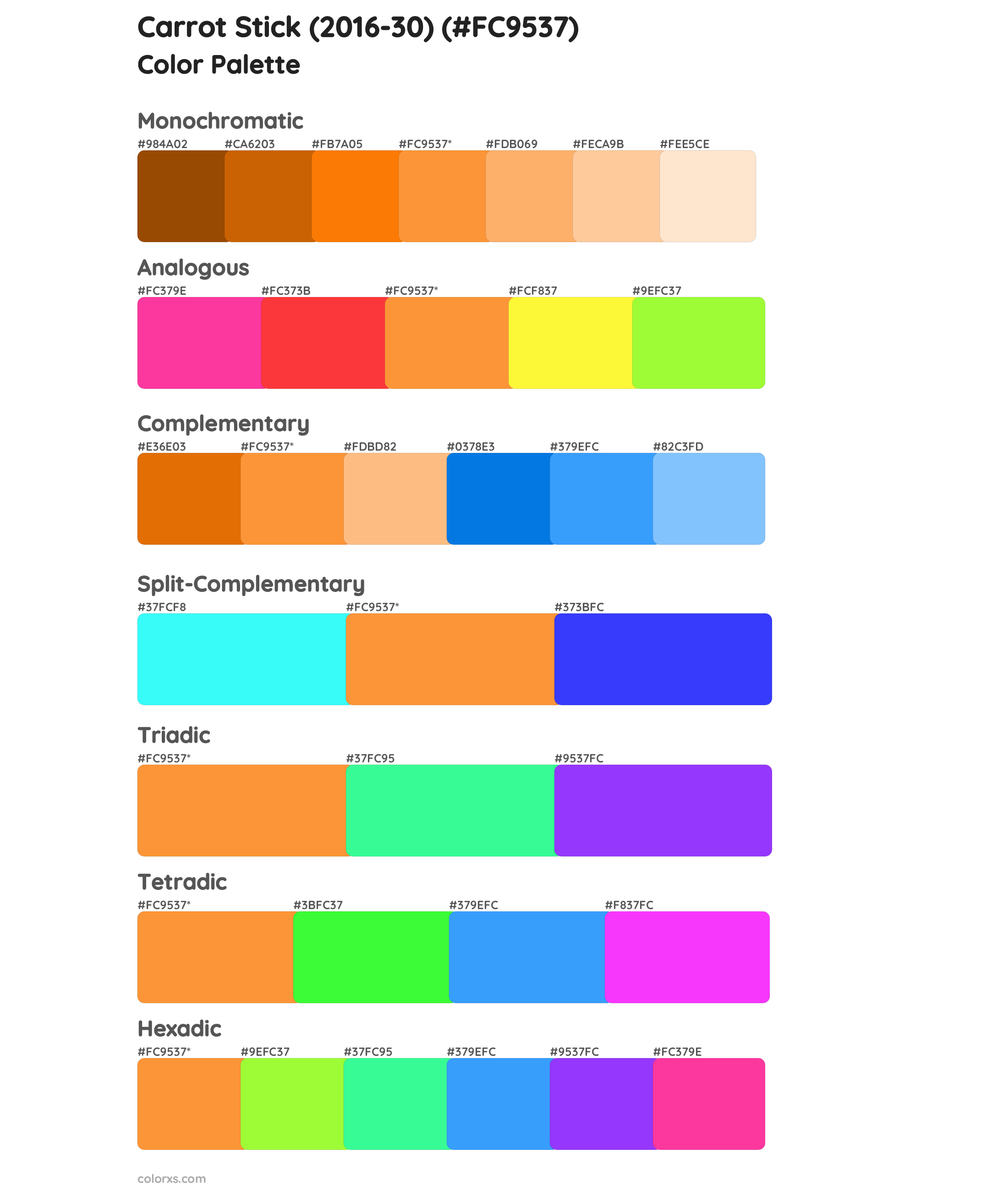 Carrot Stick (2016-30) Color Scheme Palettes