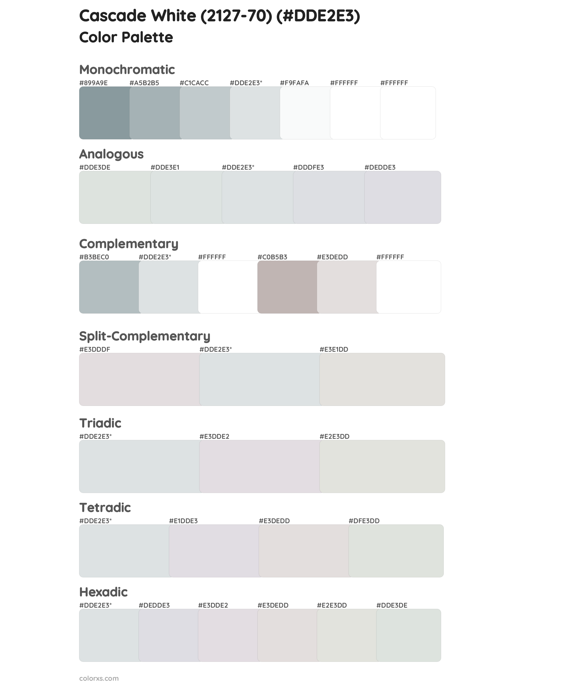 Cascade White (2127-70) Color Scheme Palettes