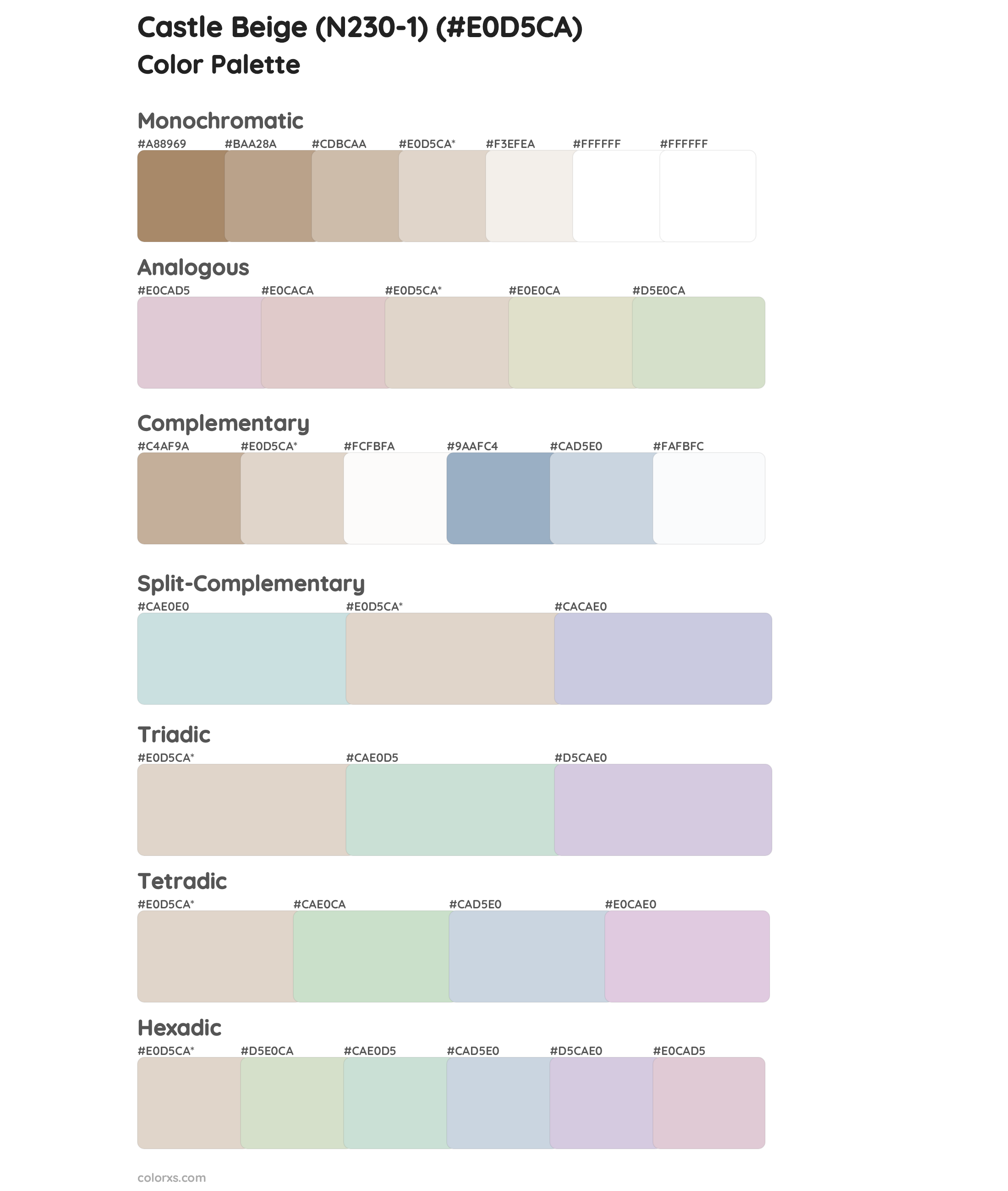 Castle Beige (N230-1) Color Scheme Palettes