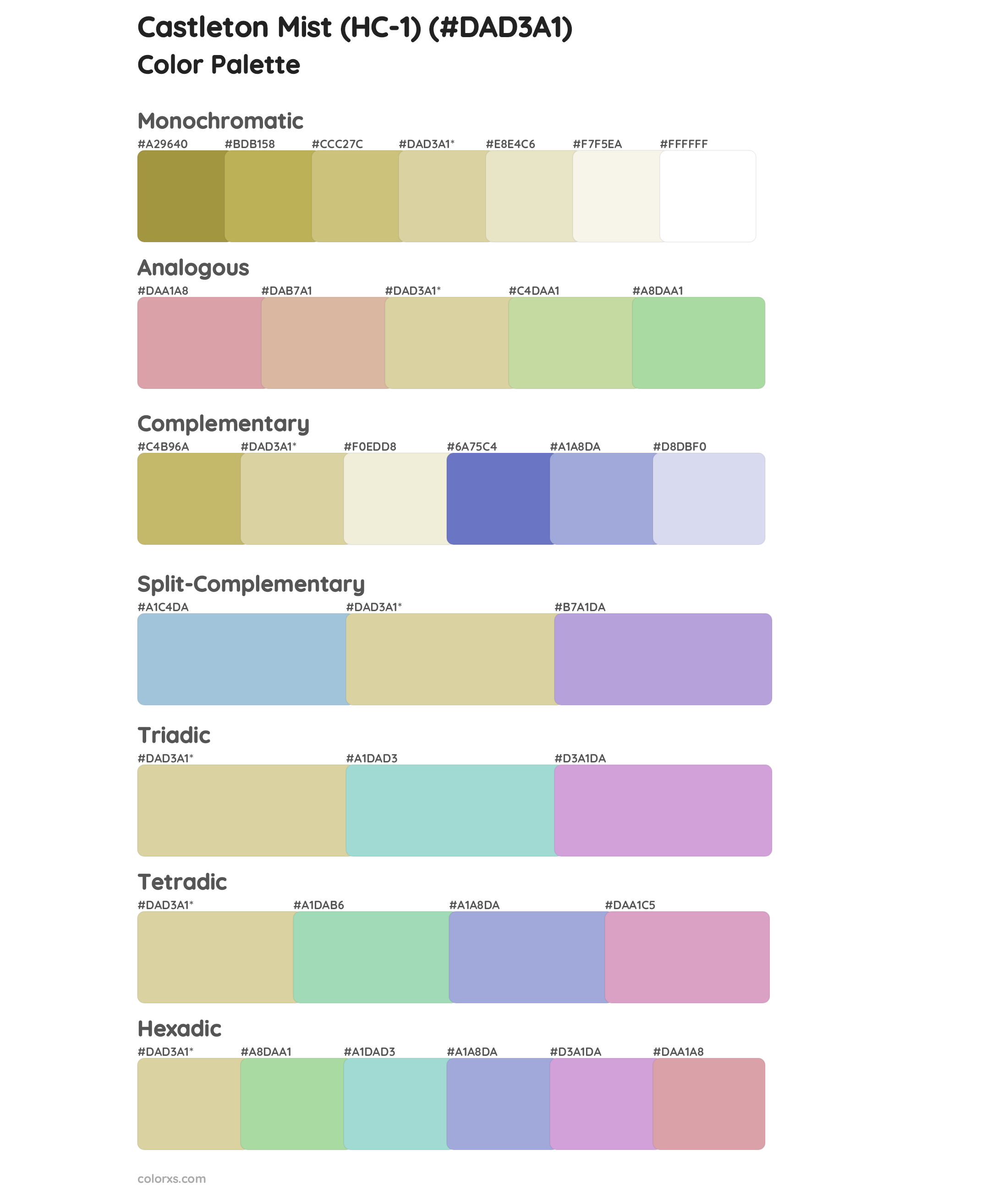 Castleton Mist (HC-1) Color Scheme Palettes